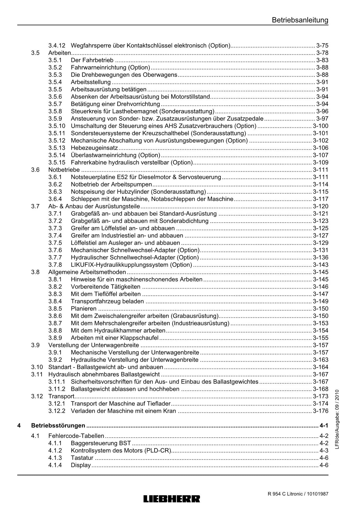 Liebherr R954 C Litronic Hydraulikbagger Betriebsanleitung ser 27700