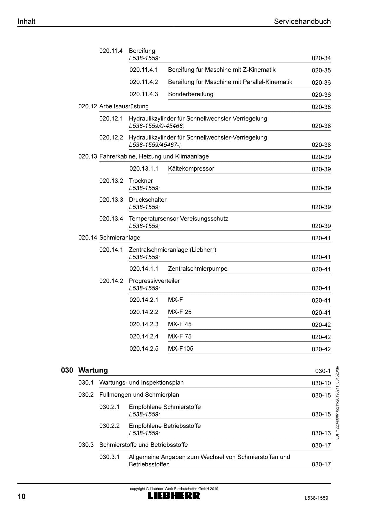 Liebherr L538 1559 Radlader Reparaturhandbuch Werkstatthhandbuch