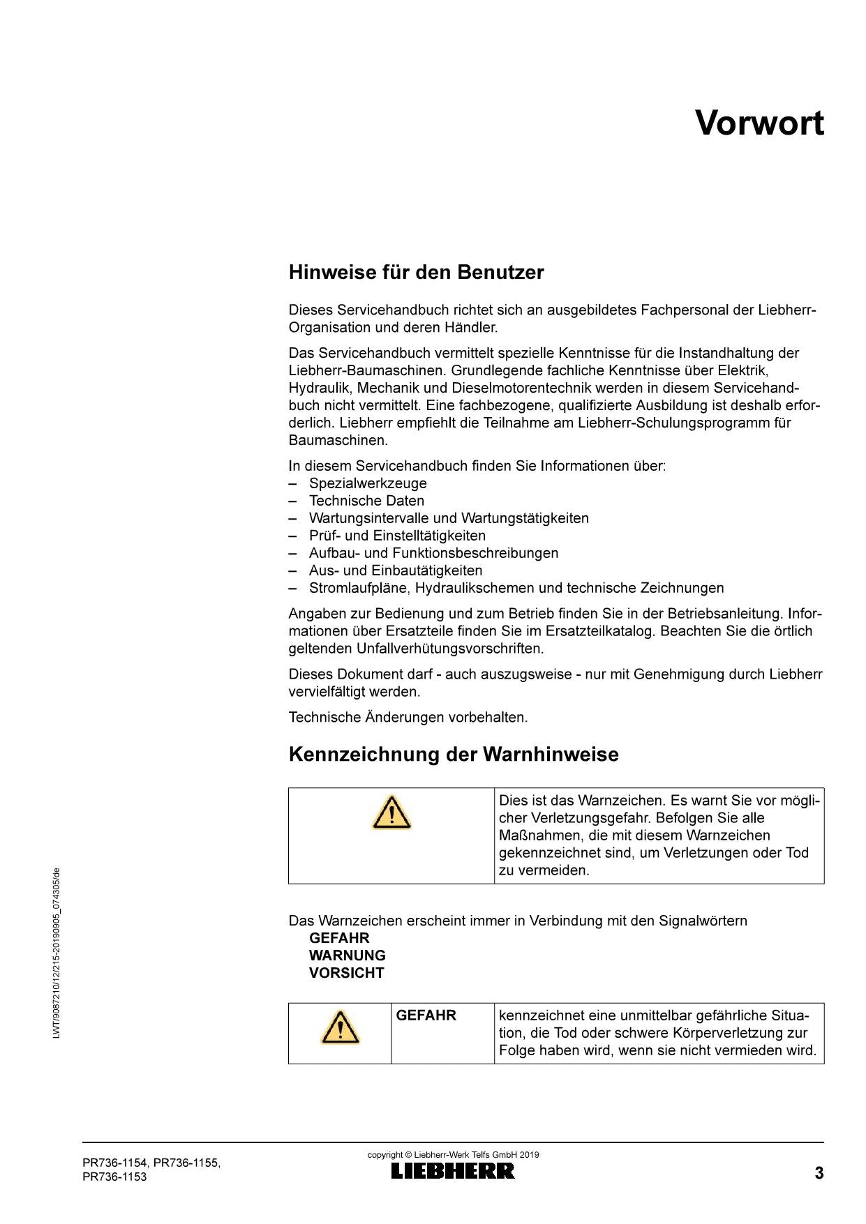 Liebherr PR736 1153 PR736 1154 PR736 1155 Planierraupe Reparaturhandbuch