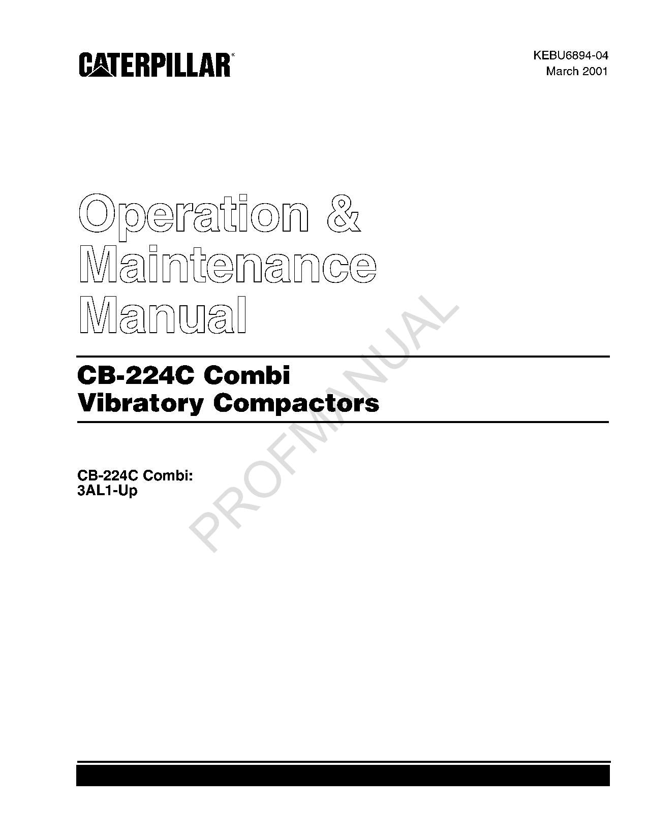 Caterpillar CB24C Combi Vibratory Compactor Operators Maintenance Manual