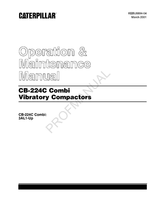 Caterpillar CB24C Combi Vibratory Compactor Operators Maintenance Manual