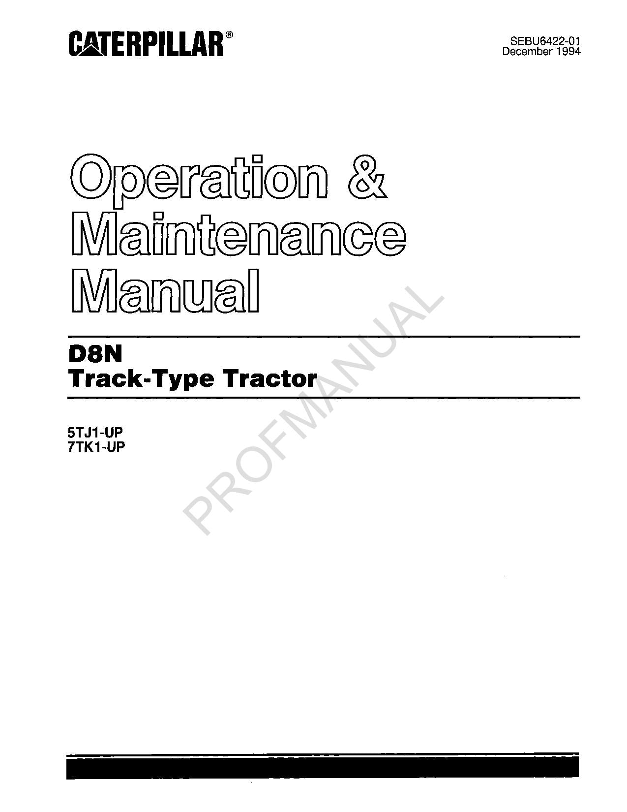 Manuel d'entretien du tracteur à chenilles Caterpillar D8N série 7TK1-Up 5TJ1-Up