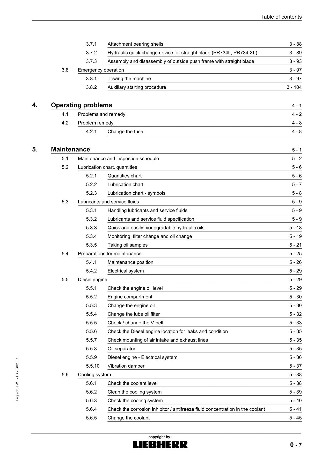 Liebherr PR734 Litronic Dozer Operators manual serial 8220