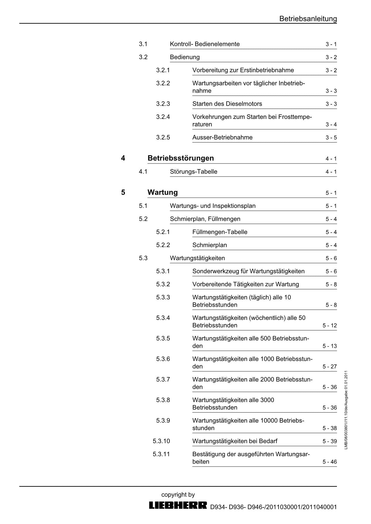 Liebherr D934 D936 D946 Dieselmotor Betriebsanleitung