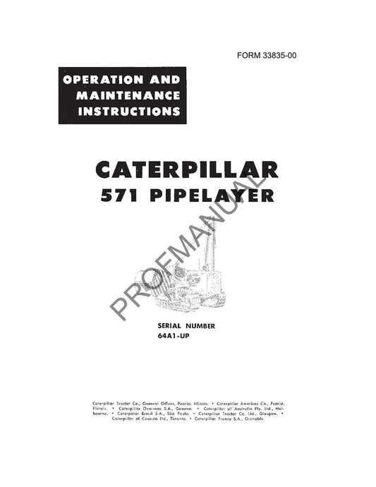 Manuel d'entretien des opérateurs de poseurs de canalisations Caterpillar 571 00033835EN-US