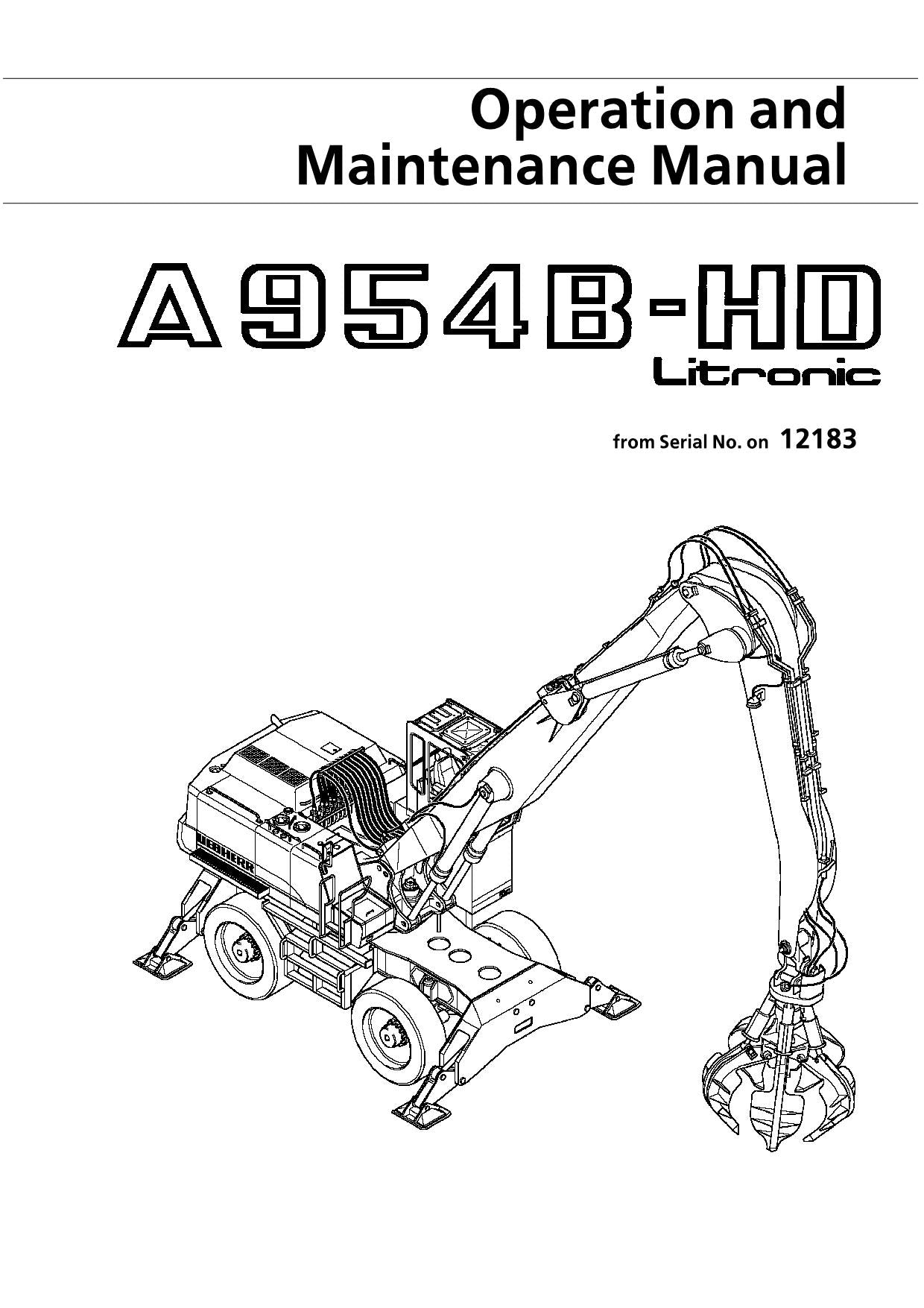 Manuel d'utilisation de la pelle Liebherr A954 B-HD LITRONIC