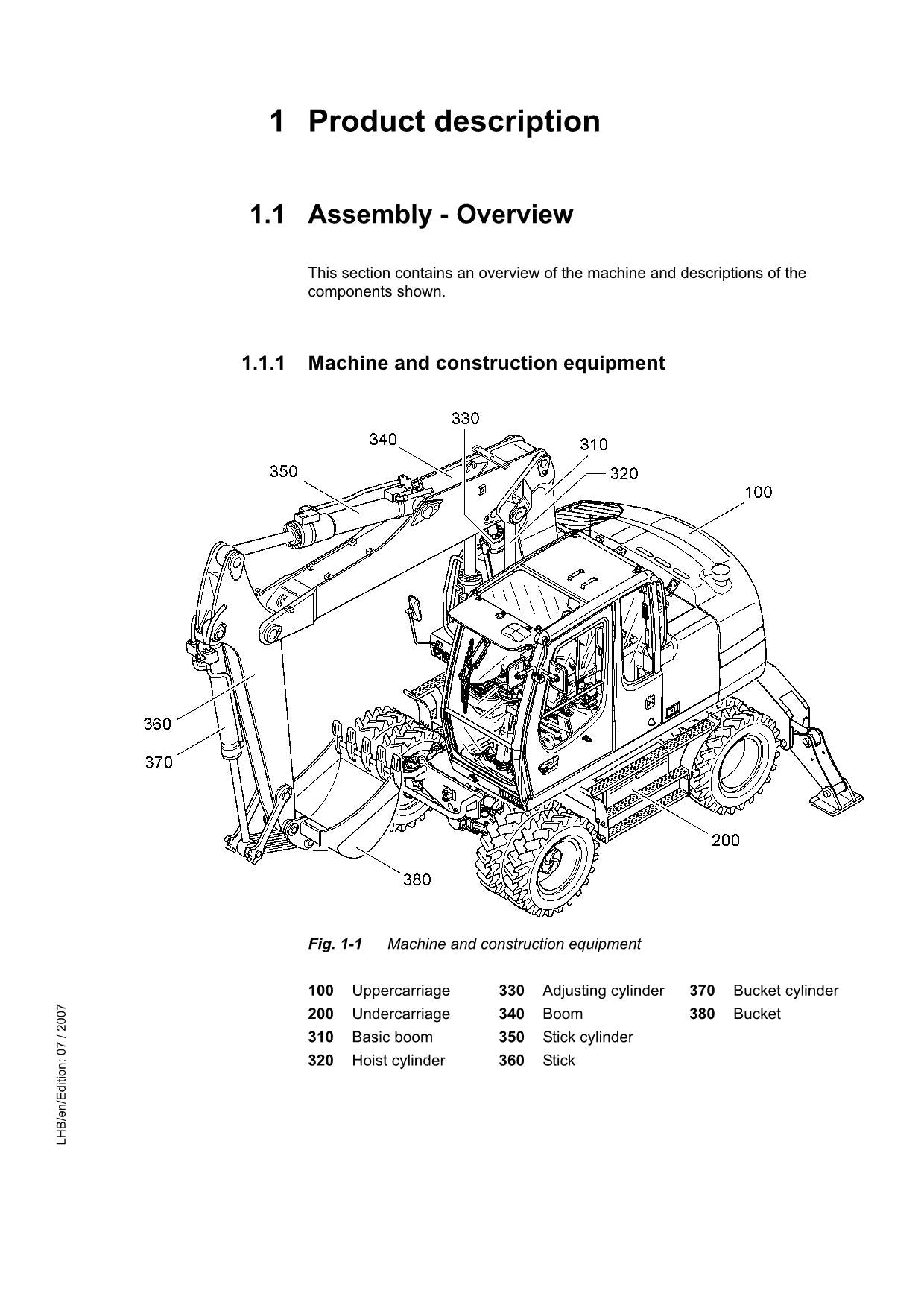 Manuel d'utilisation de la pelle Liebherr A312 Litronic