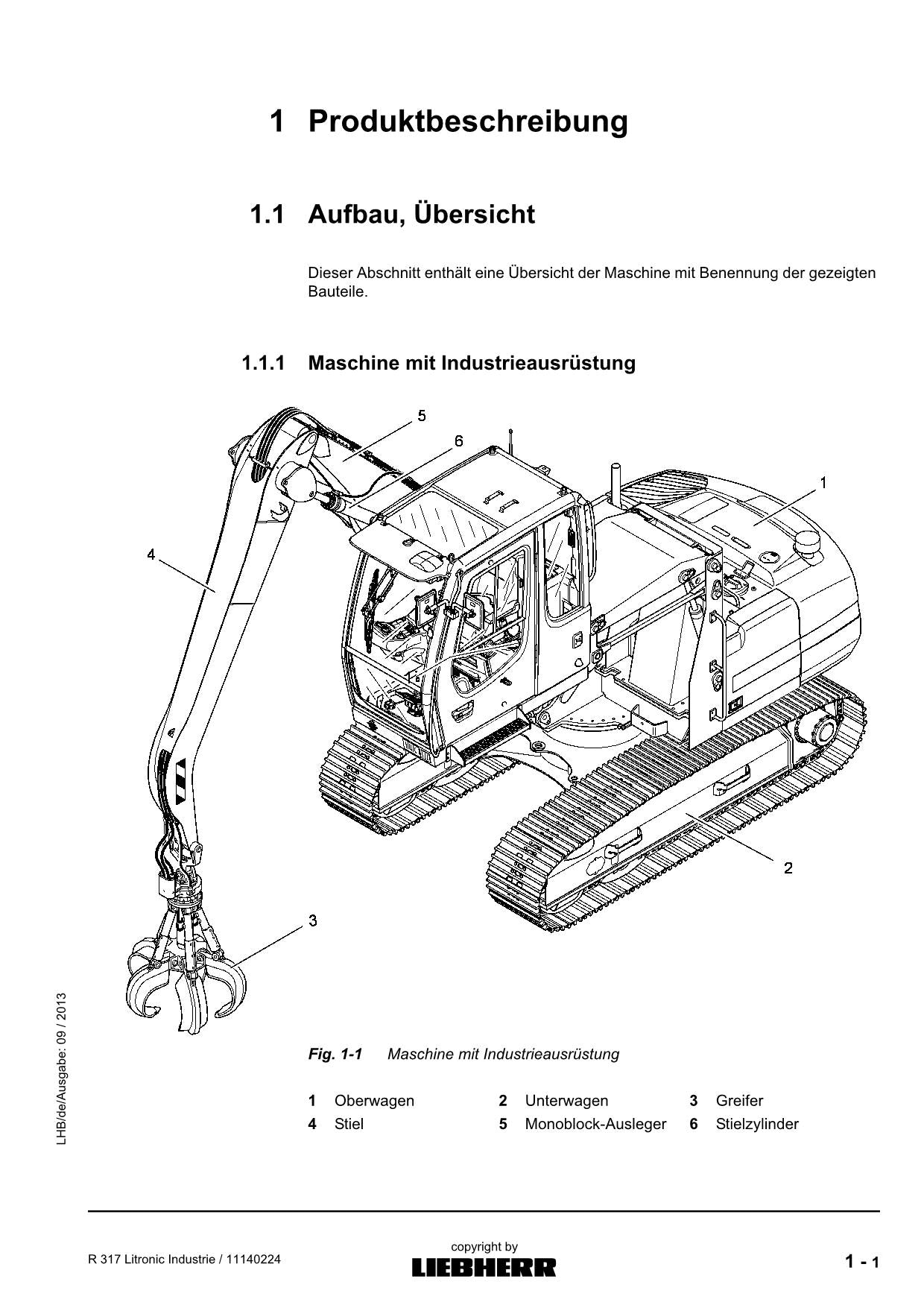 Liebherr R317 Litronic Industrie Umschlaggerät Betriebsanleitung