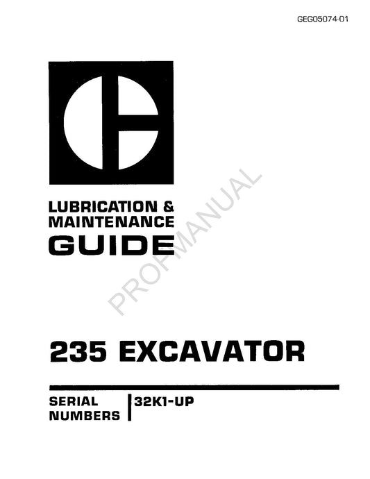 Caterpillar 235 Excavator Lubrication Operators Maintenance Manual