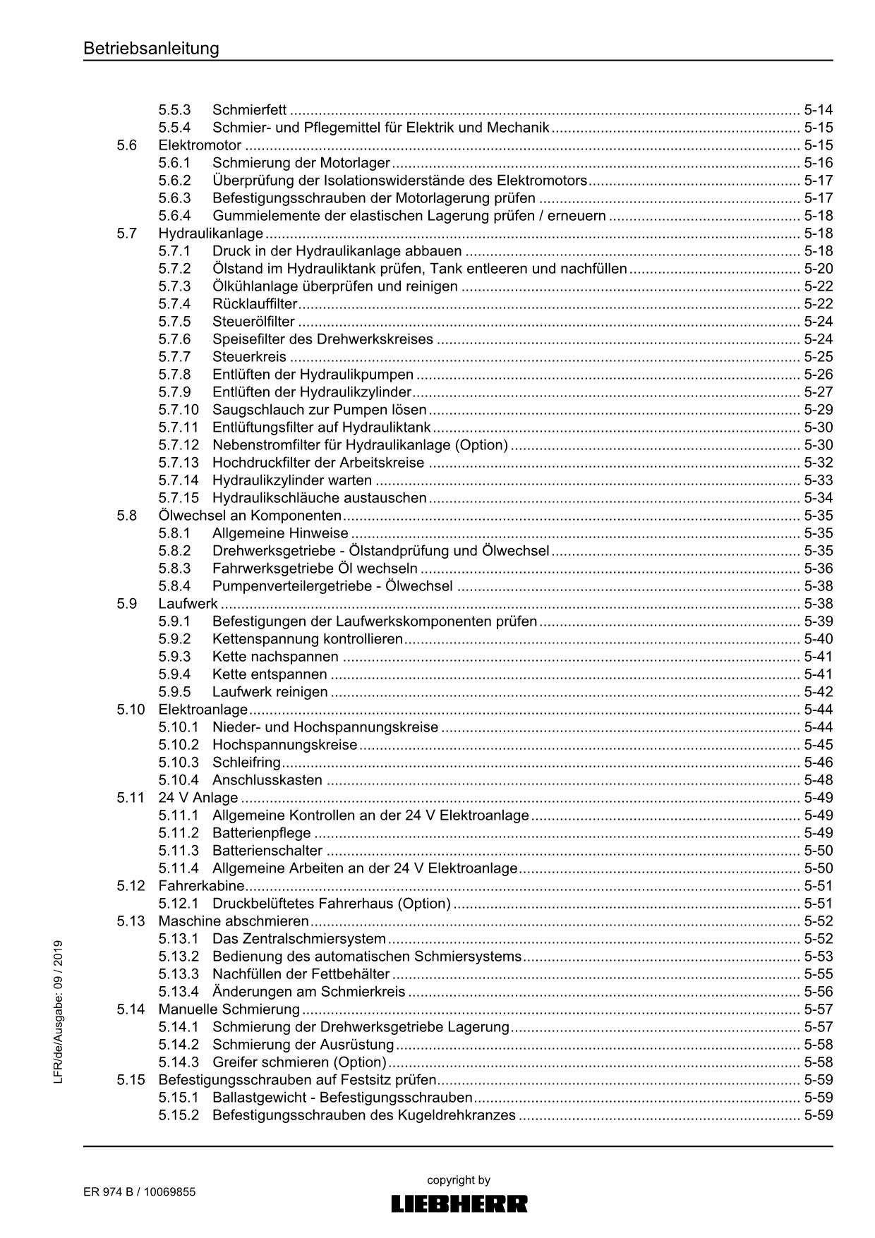 Liebherr ER974 B Hydraulikbagger Betriebsanleitung