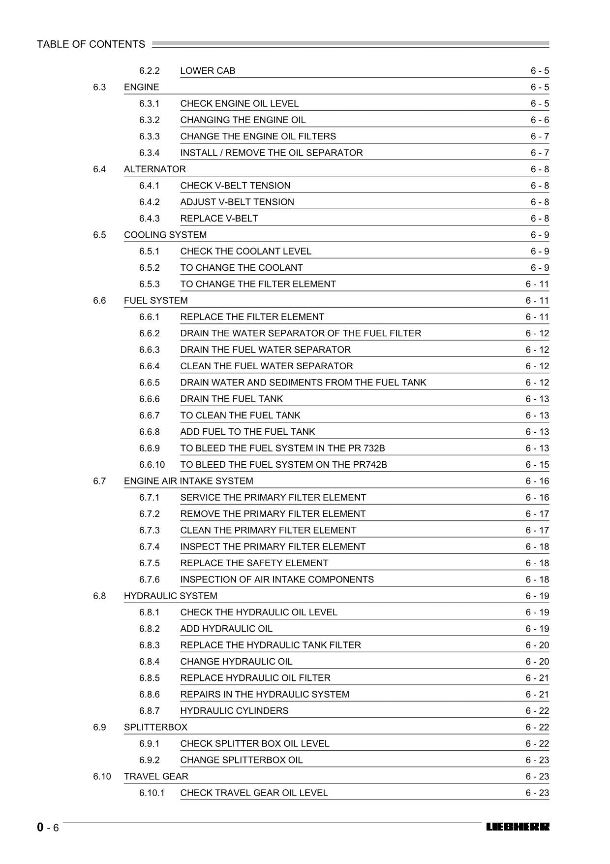 Liebherr RL42 B Litronic Pipe Layer Operators manual