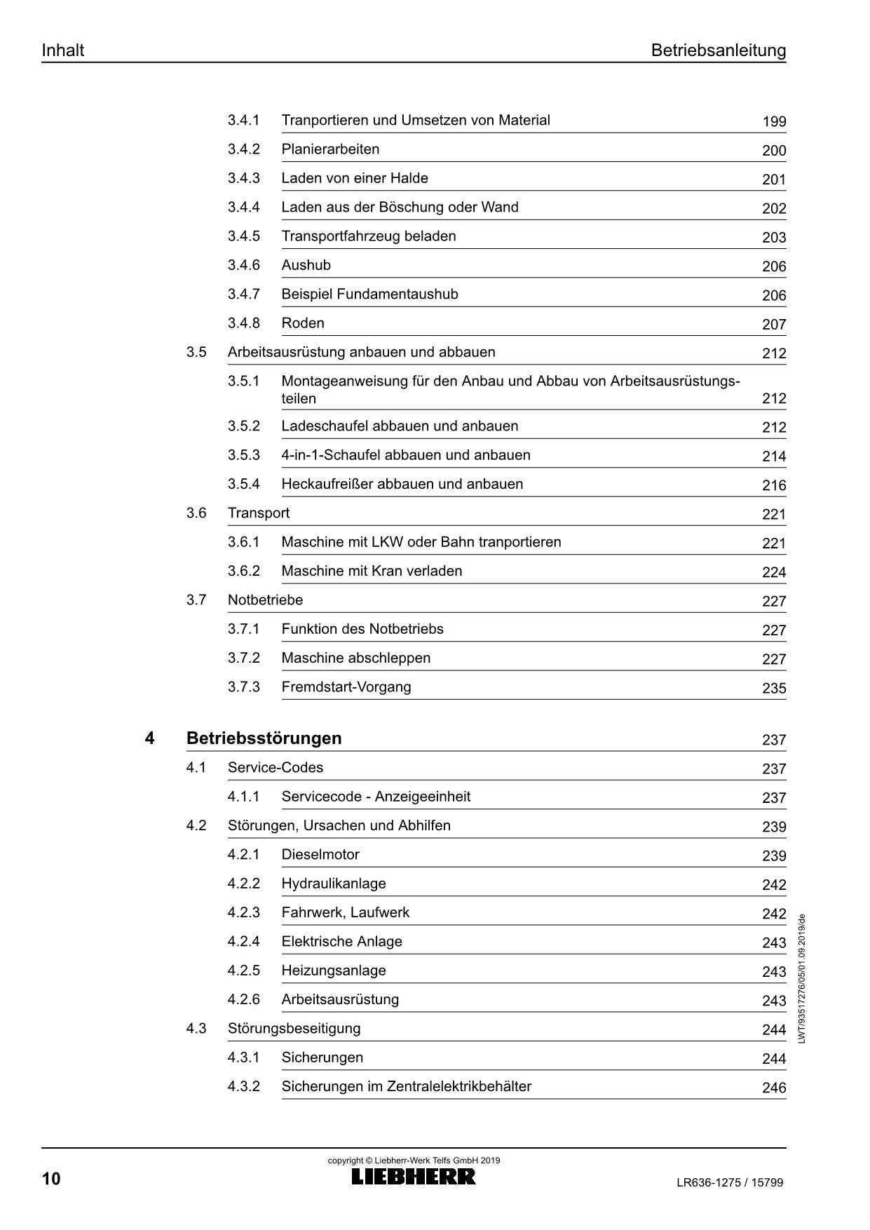Liebherr LR636 Laderaupe Betriebsanleitung ser 15799
