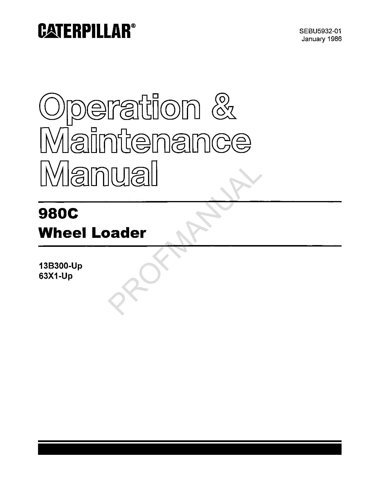 Caterpillar 980C Wheel Loader Operators Manual SEBU5932