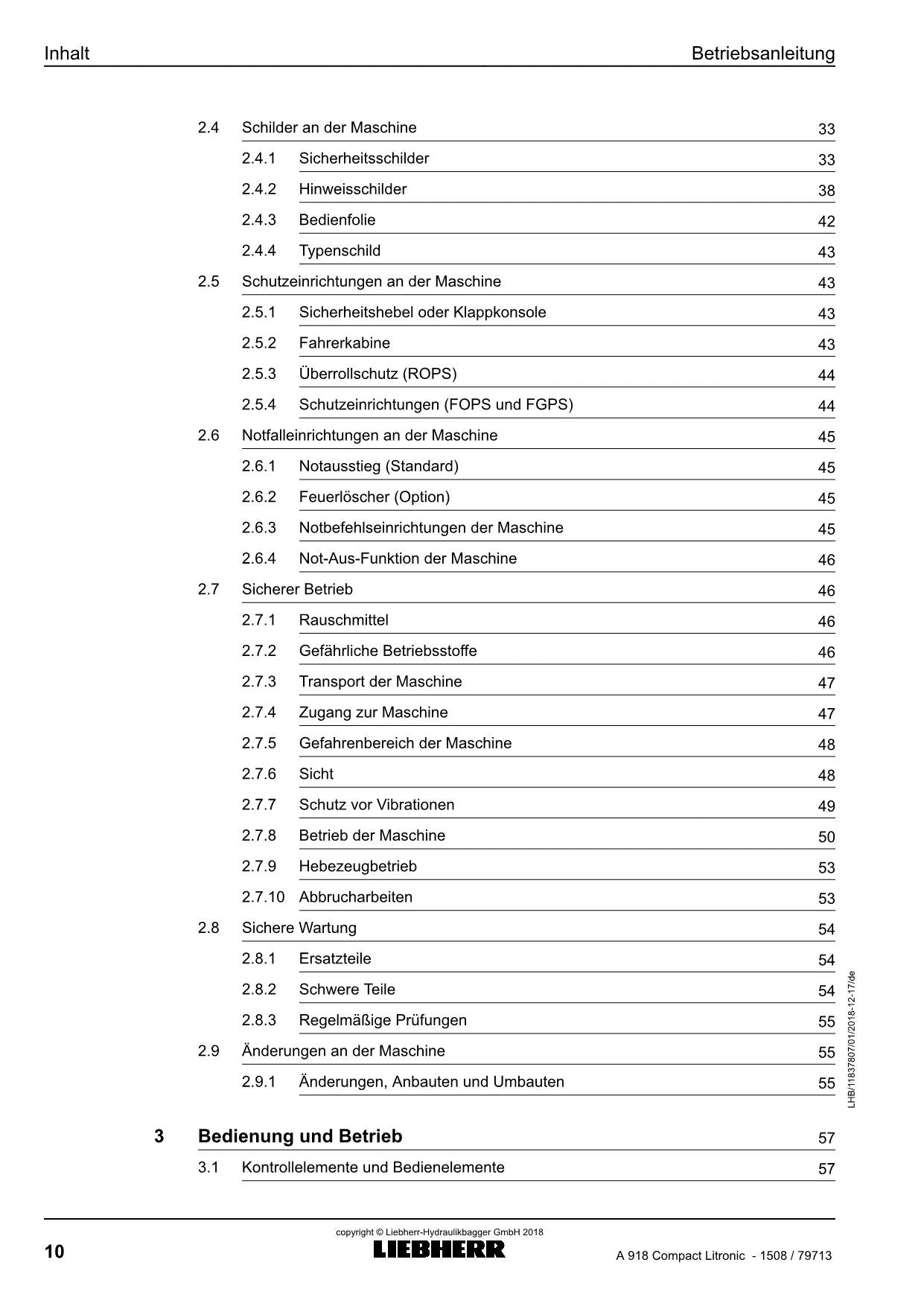 Liebherr A918 CompacT Litronic Mobilbagger Betriebsanleitung ser 79713
