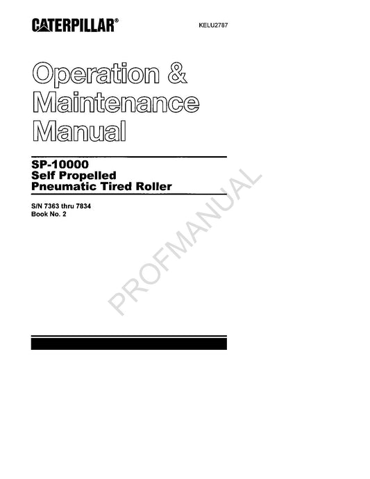 Caterpillar Bros Sp 100000 Self Propelled Pneumatic Tired Roll Operators Manual