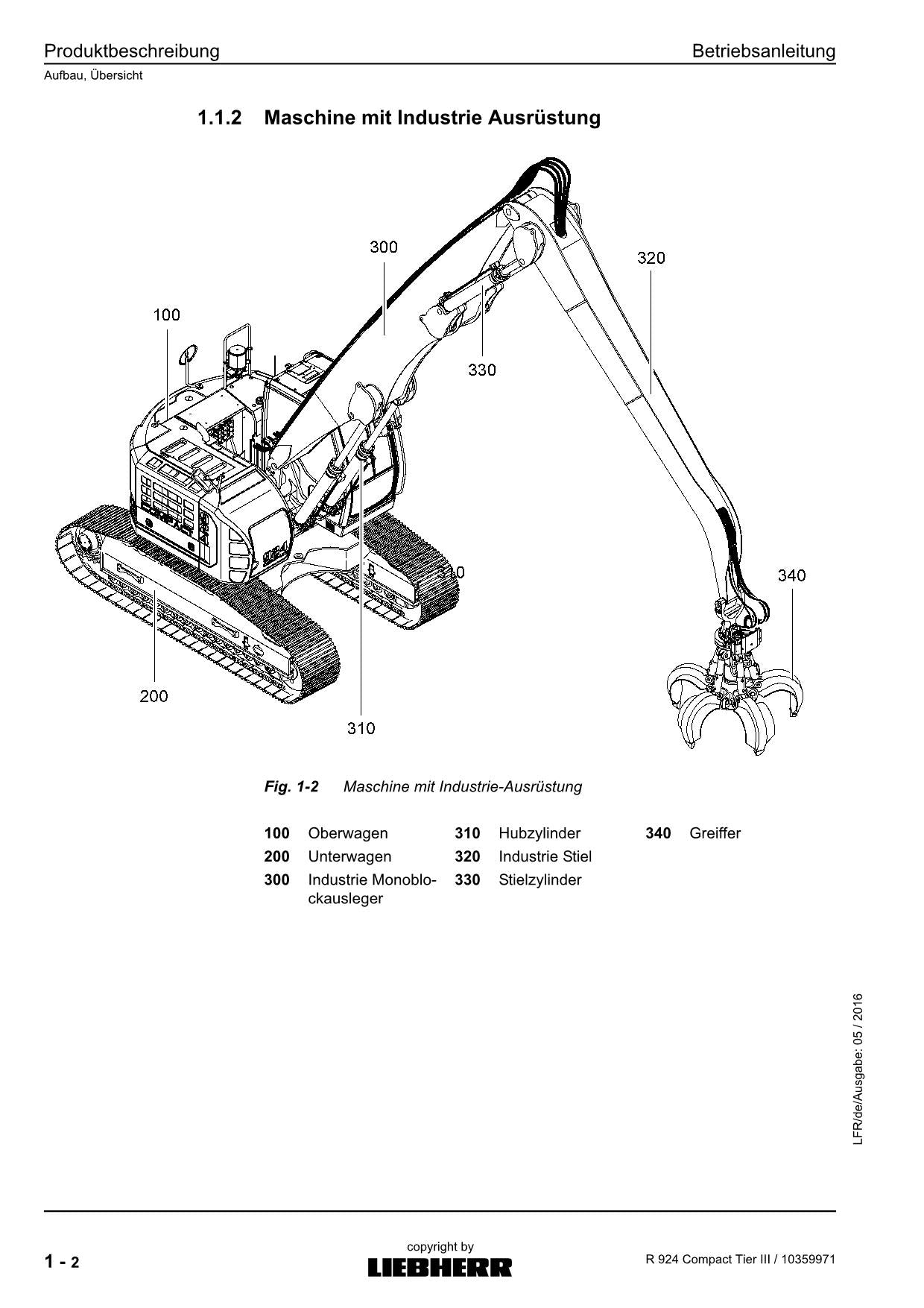 Liebherr R924 CompacTTieRIII Hydraulikbagger Betriebsanleitung ser 31010