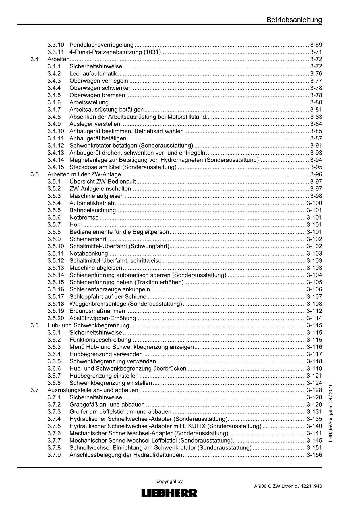 Liebherr A900 C ZW Litronic Hydraulikbagger Betriebsanleitung ser 64850