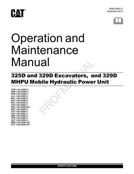 Manuel d'utilisation de l'unité d'alimentation mobile Caterpillar 325D 329D Excavator 329D MHPU