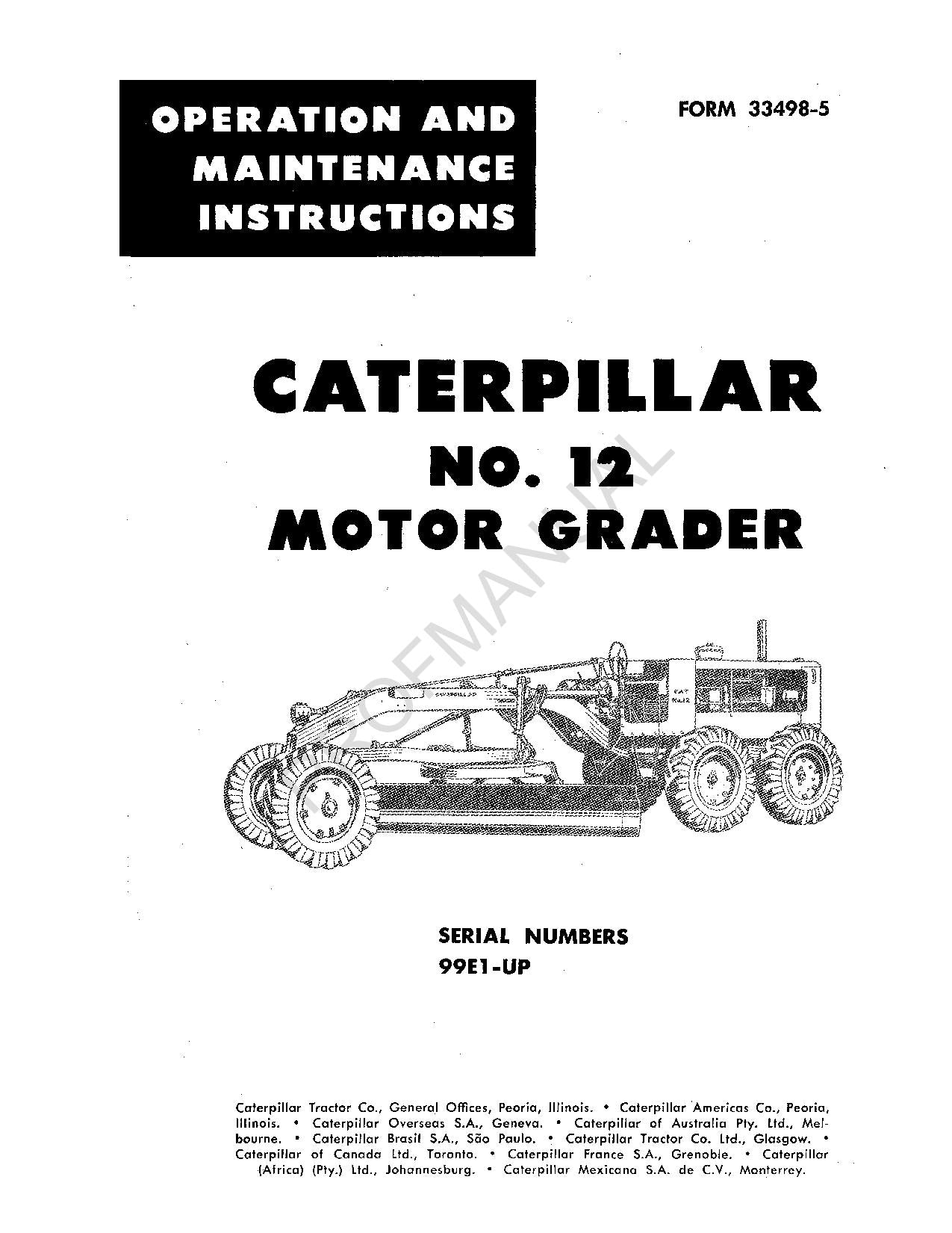 Manuel d'entretien de l'opérateur de la niveleuse Caterpillar 12 00033498FR-US