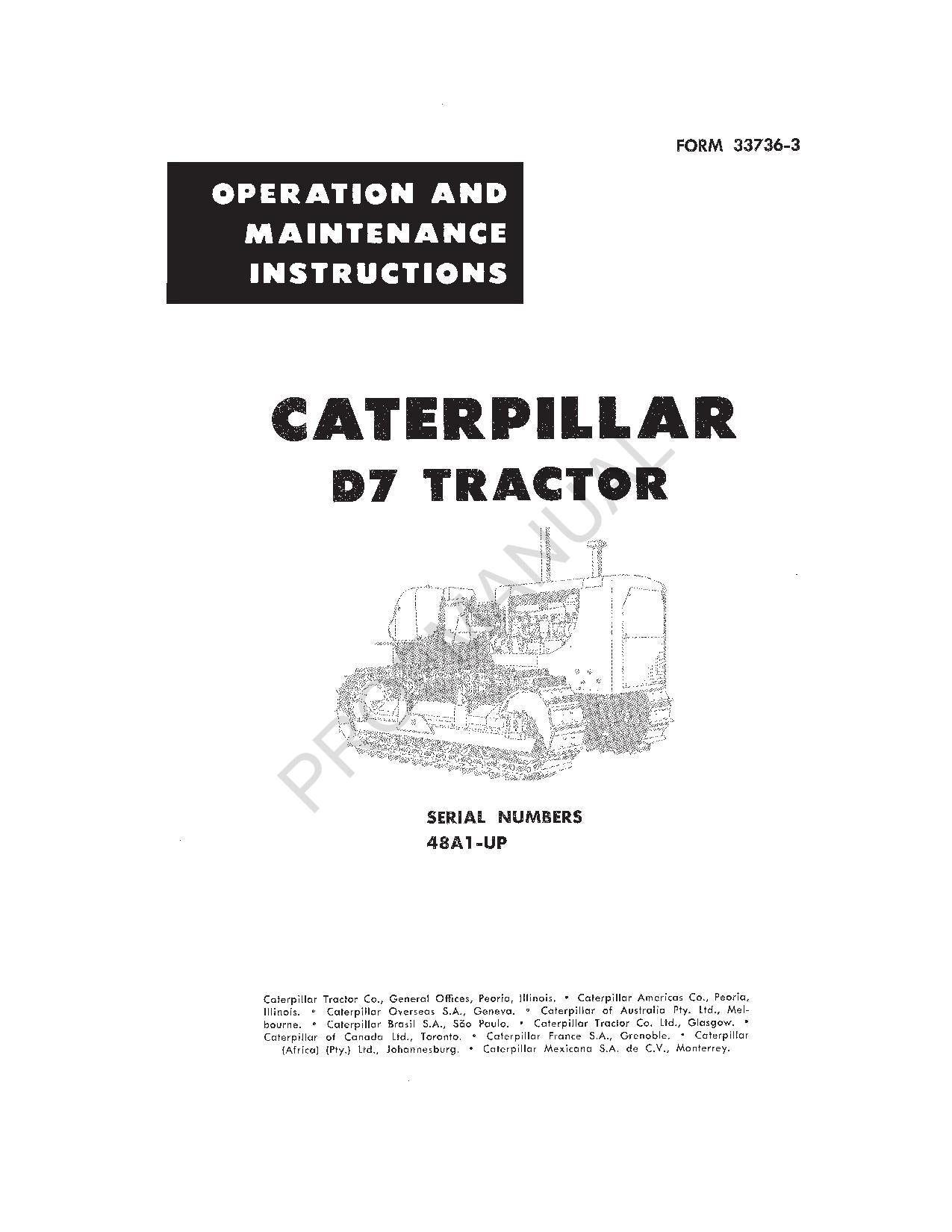 Caterpillar D7 Tractor Operators Maintenance Manual 00033736EN-US