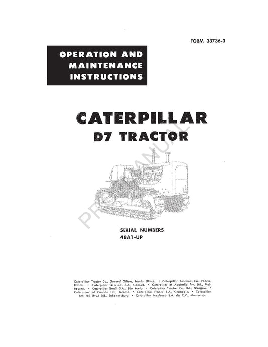 Manuel d'entretien du tracteur Caterpillar D7 00033736FR