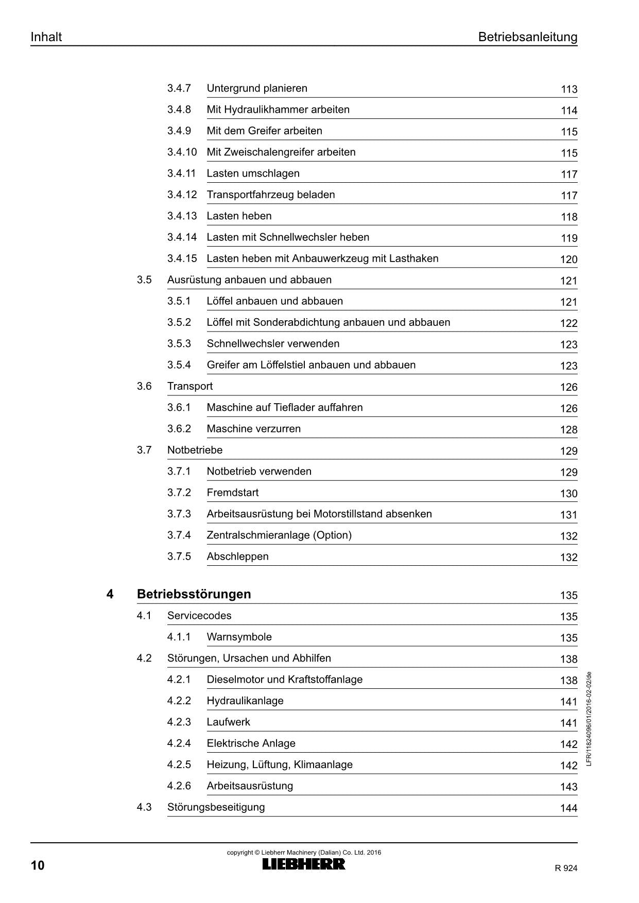 Liebherr R924 Hydraulikbagger Betriebsanleitung ser 40692