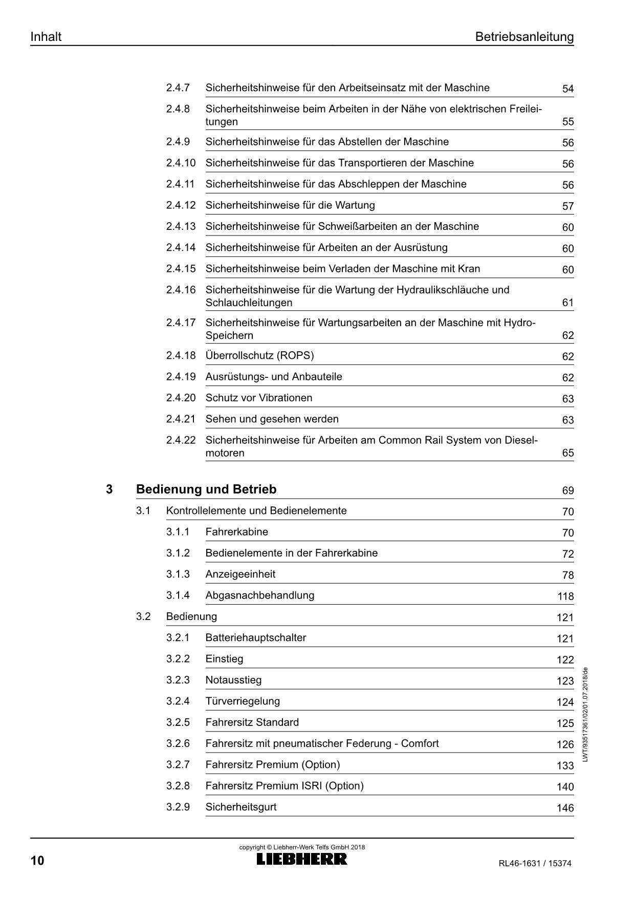 Liebherr RL46 Rohrleger Betriebsanleitung ser 15374