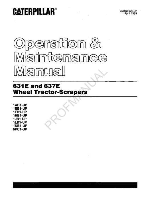 Caterpillar 631E 637E Radtraktor Scraper Operators Wartungshandbuch