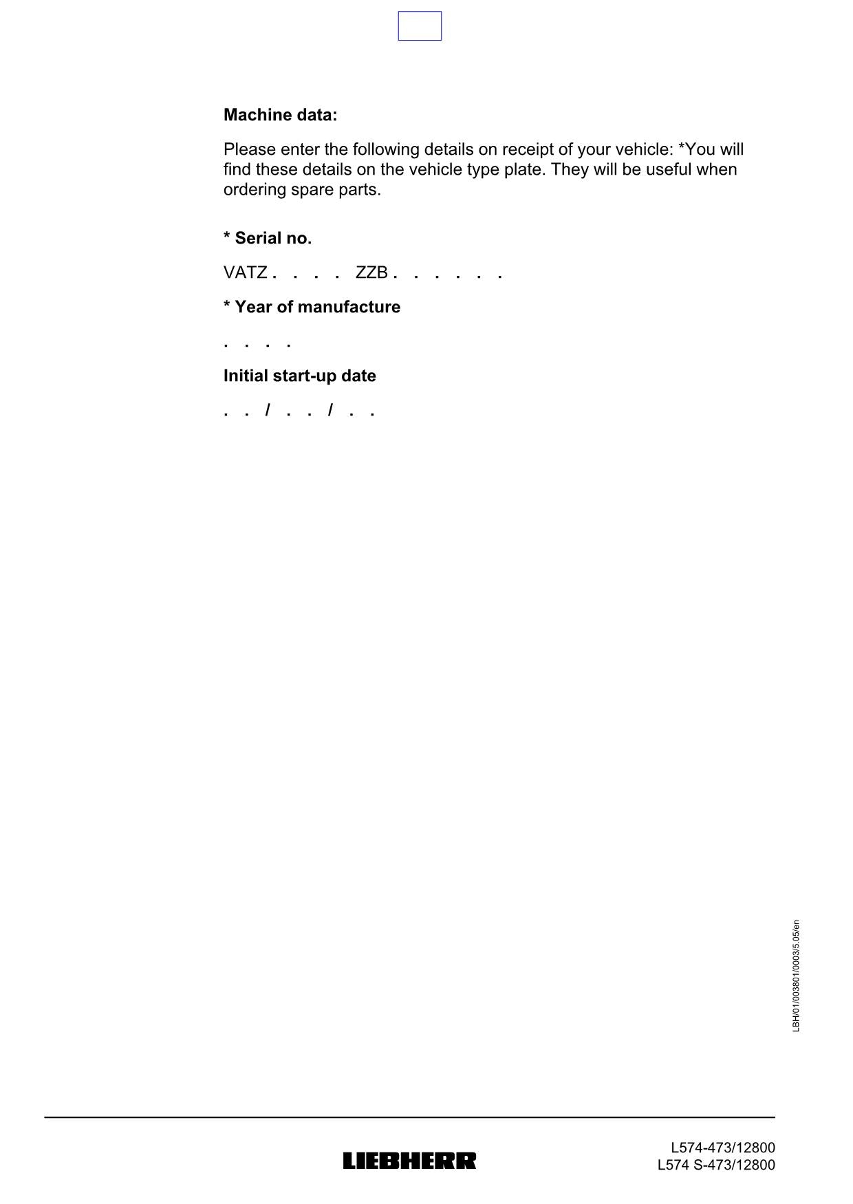 Manuel d'utilisation de la chargeuse sur pneus Liebherr L574 L574 S, série 12800