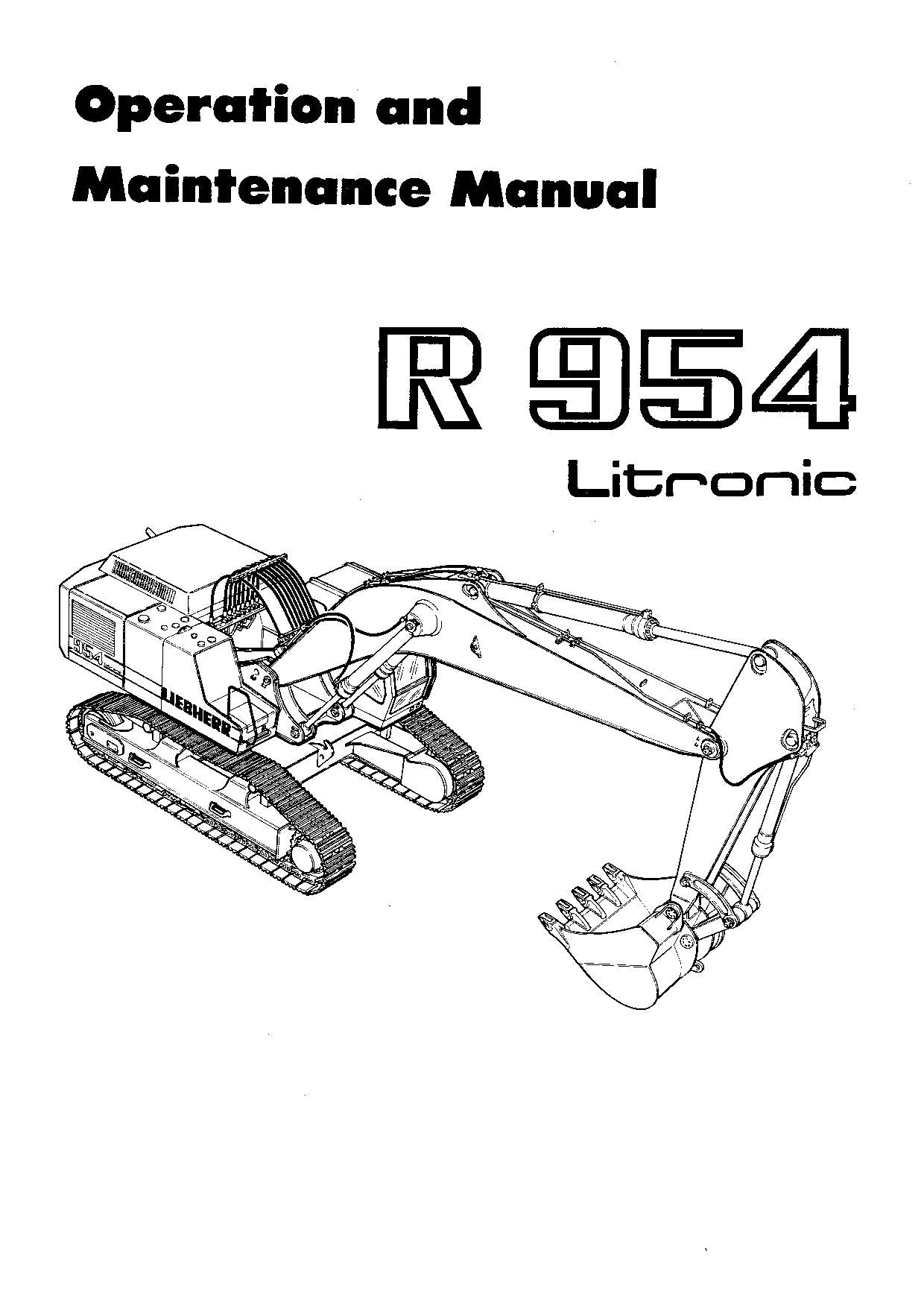 Manuel d'utilisation de la pelle Liebherr R954 Litronic série 1001