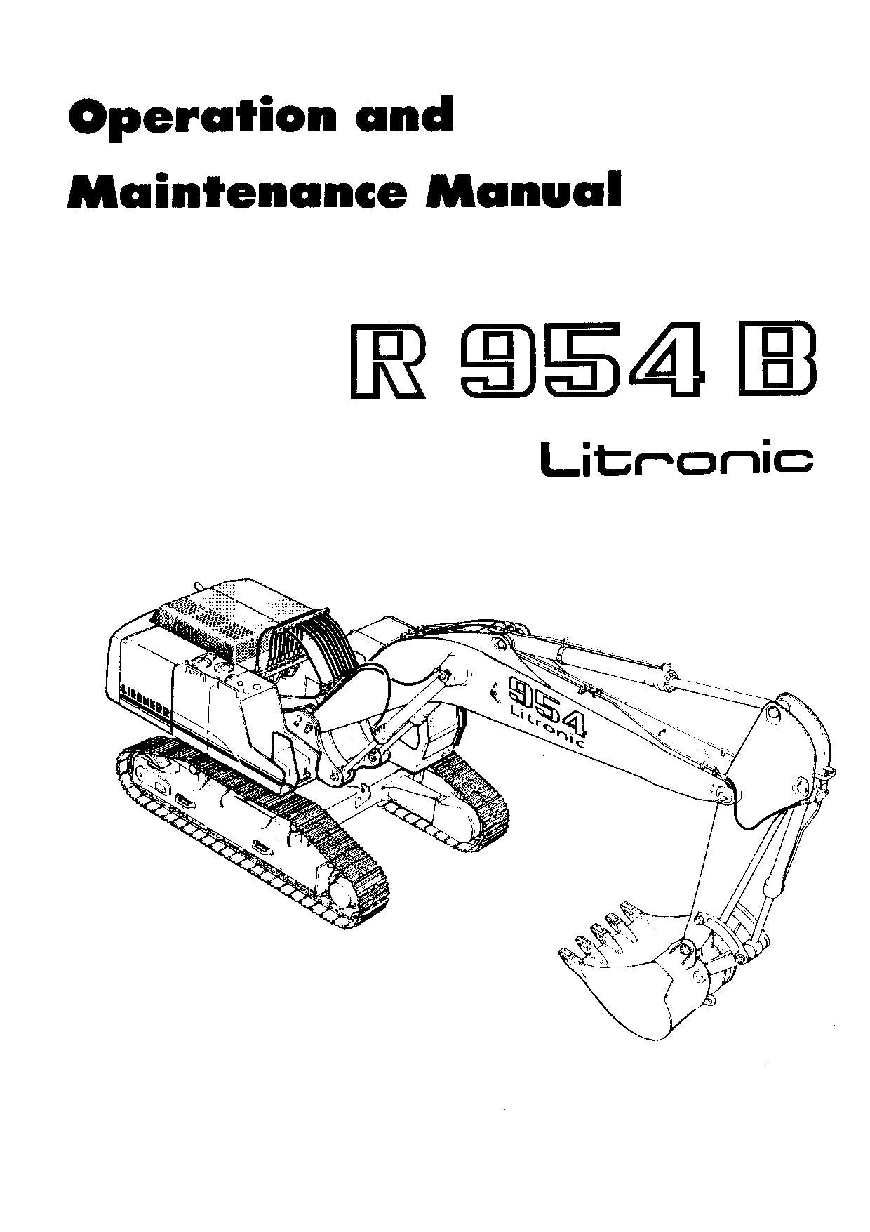 Liebherr R954 B Litronic Excavator Operators manual serial 5001