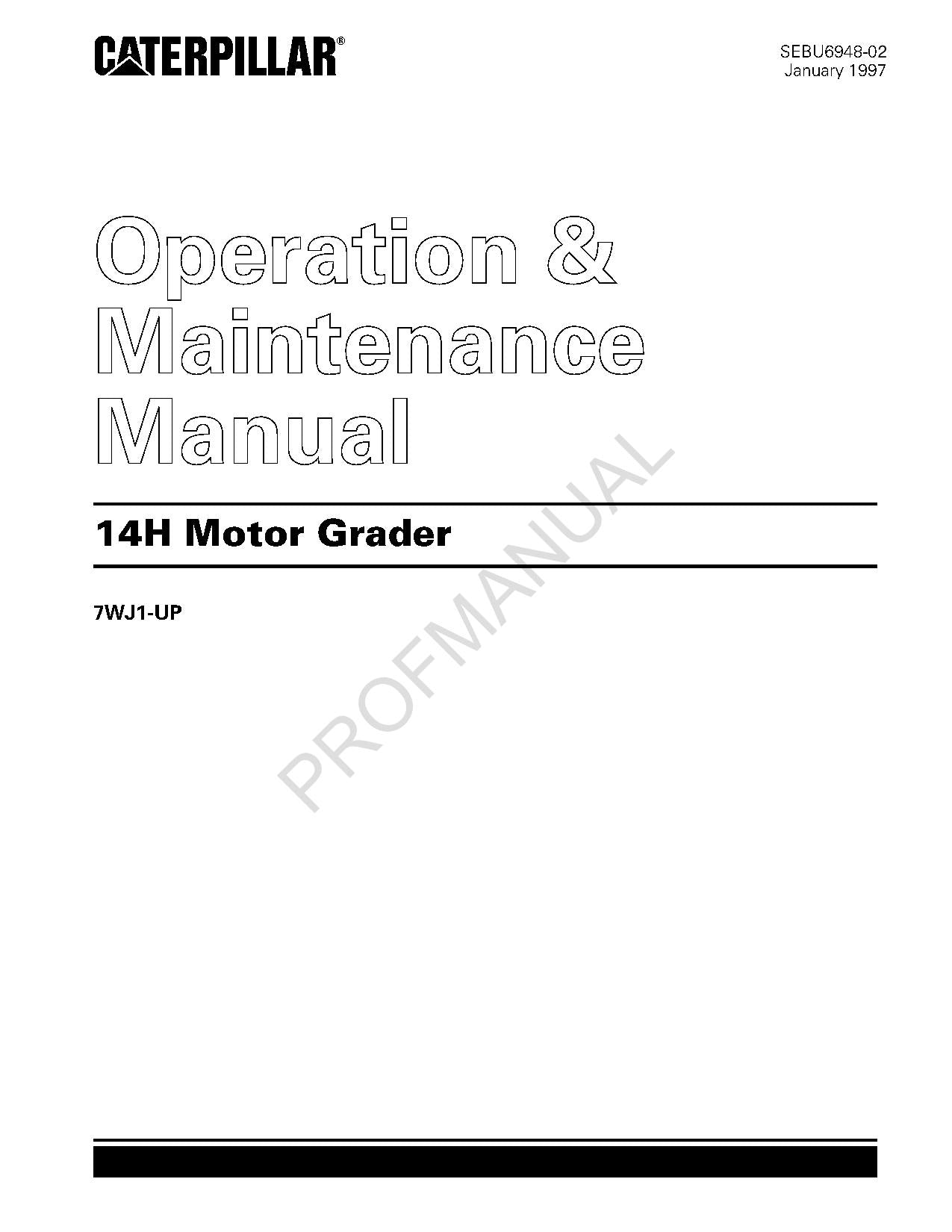 Wartungshandbuch für den Motorgrader Caterpillar 14H SEBU6948