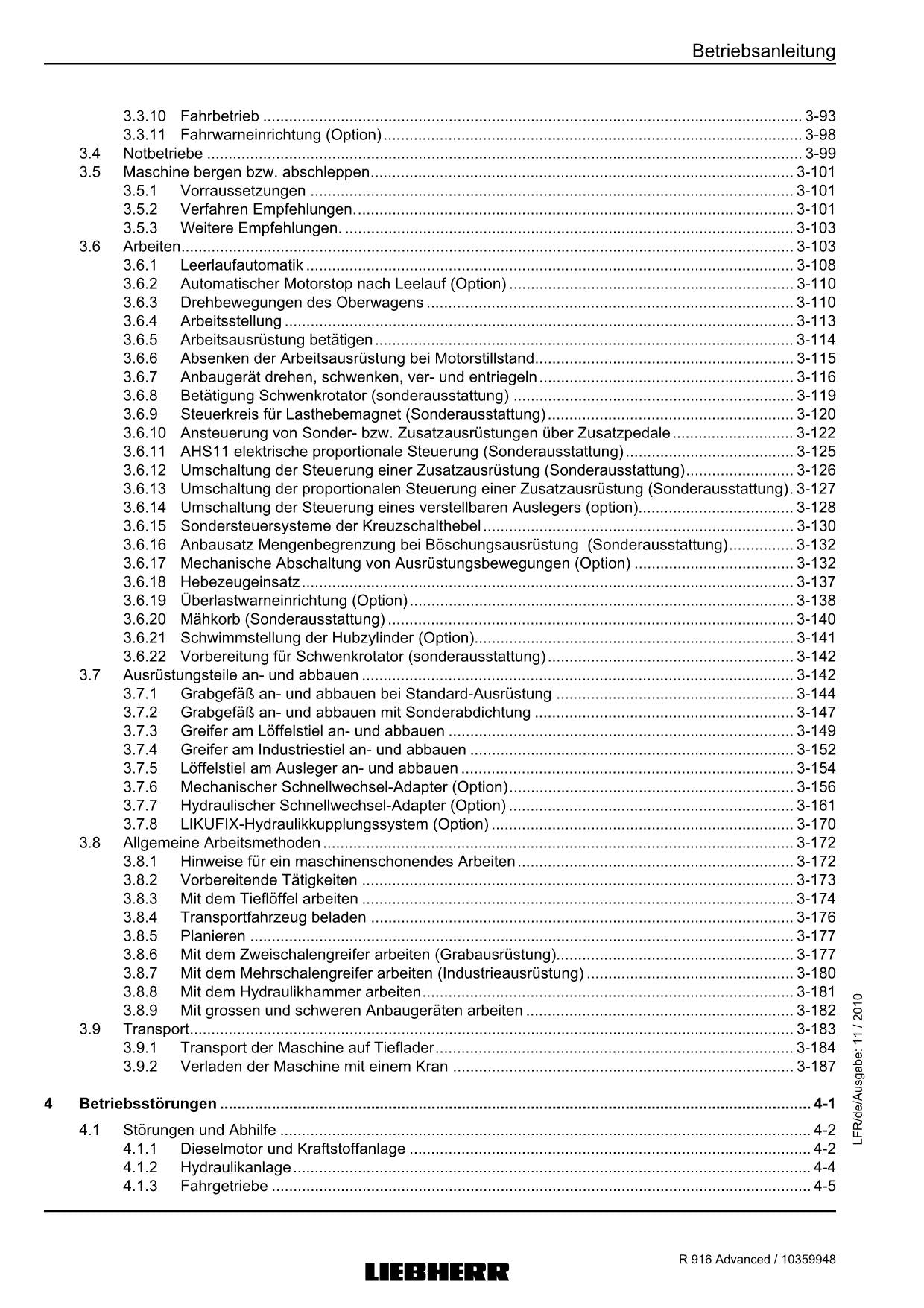 Liebherr R916 Advanced Hydraulikbagger Betriebsanleitung