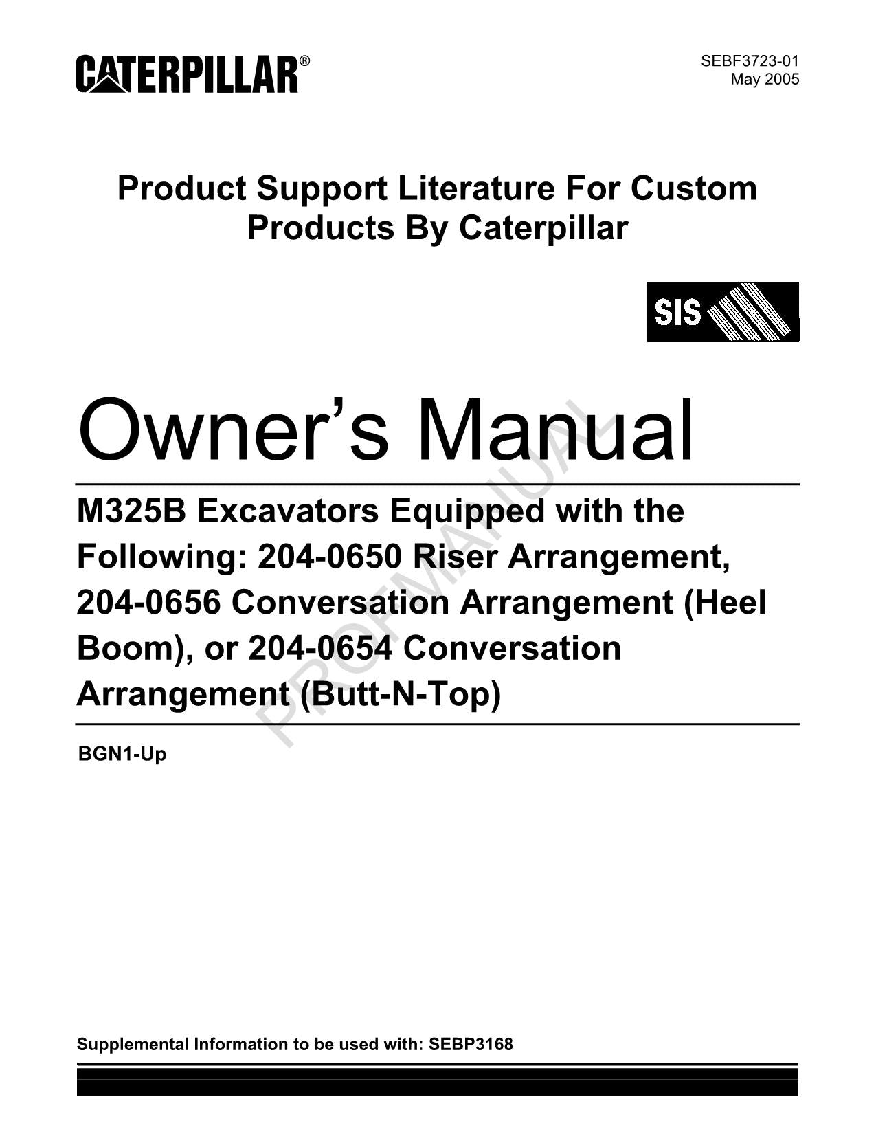 Caterpillar M325B Excavator Operators Manual