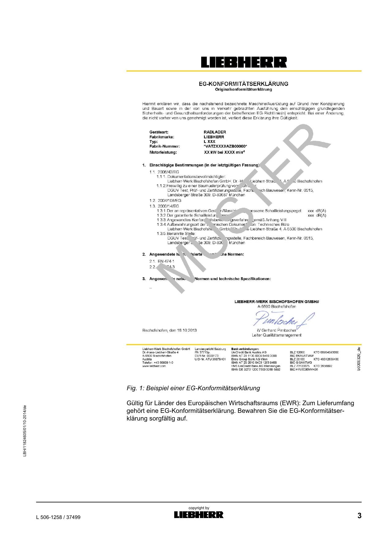 Liebherr L506 1258 Radlader Manuel d'instructions