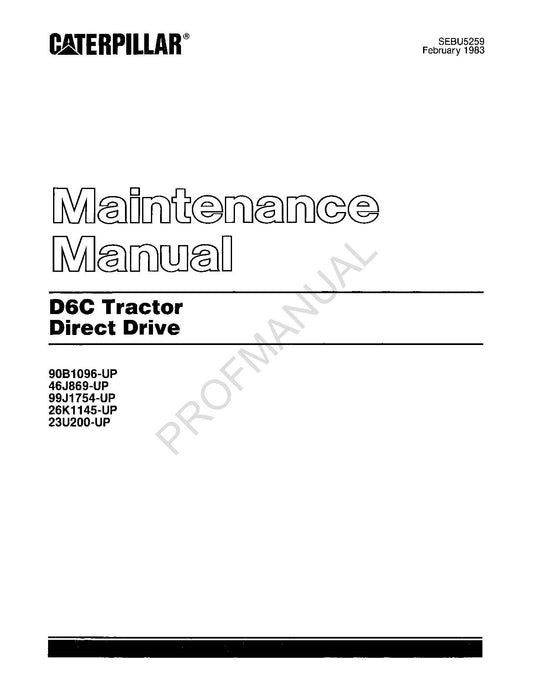 Caterpillar D6C Tractor D-D Operators Maintenance Manual