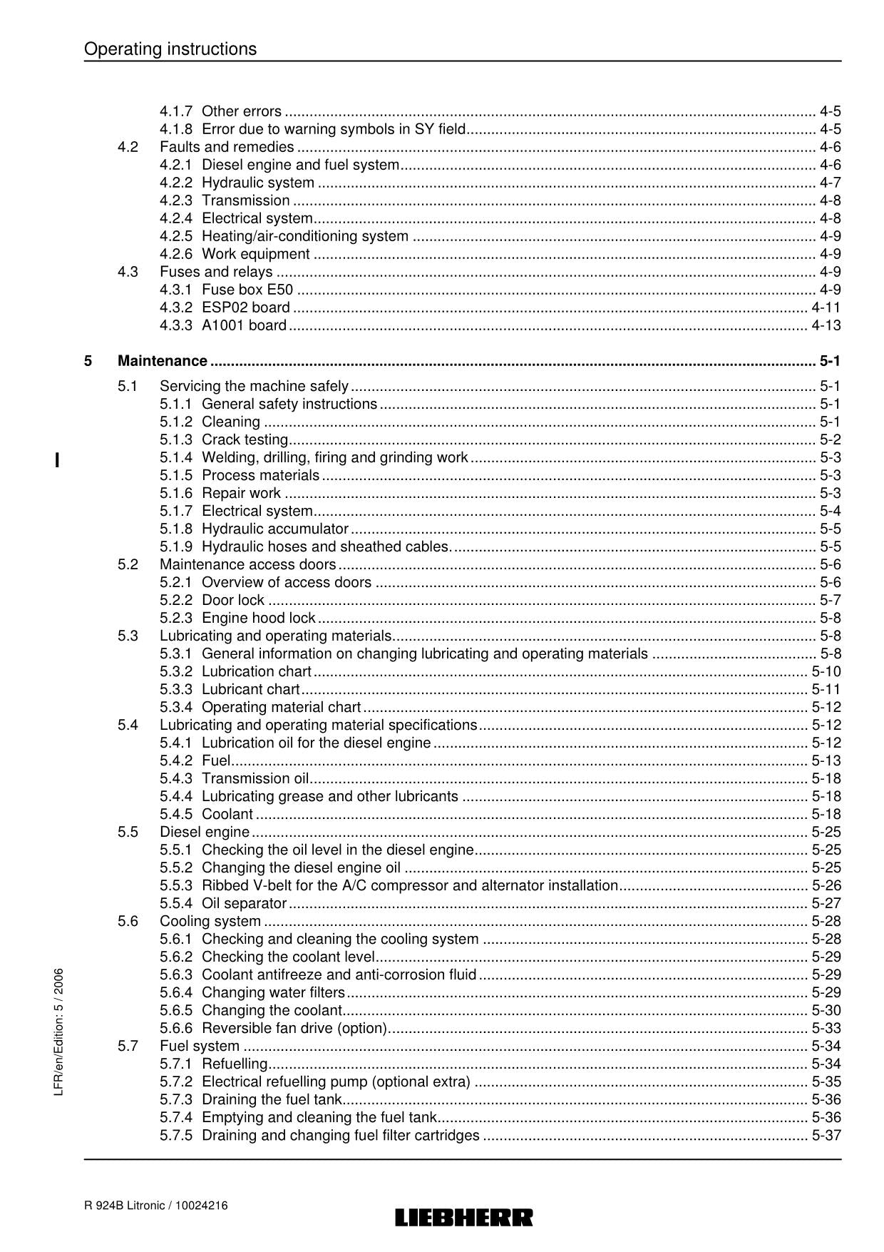 Liebherr R924 B Litronic Excavator Operators manual