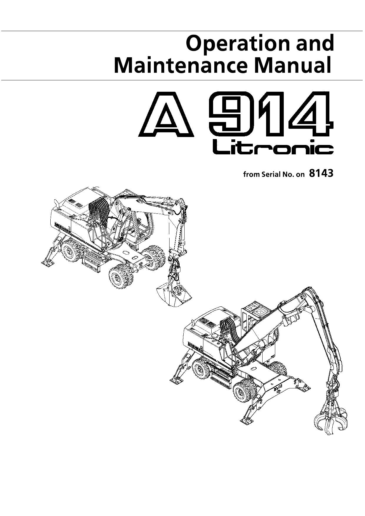 Manuel d'utilisation de la pelle Liebherr A914 Litronic