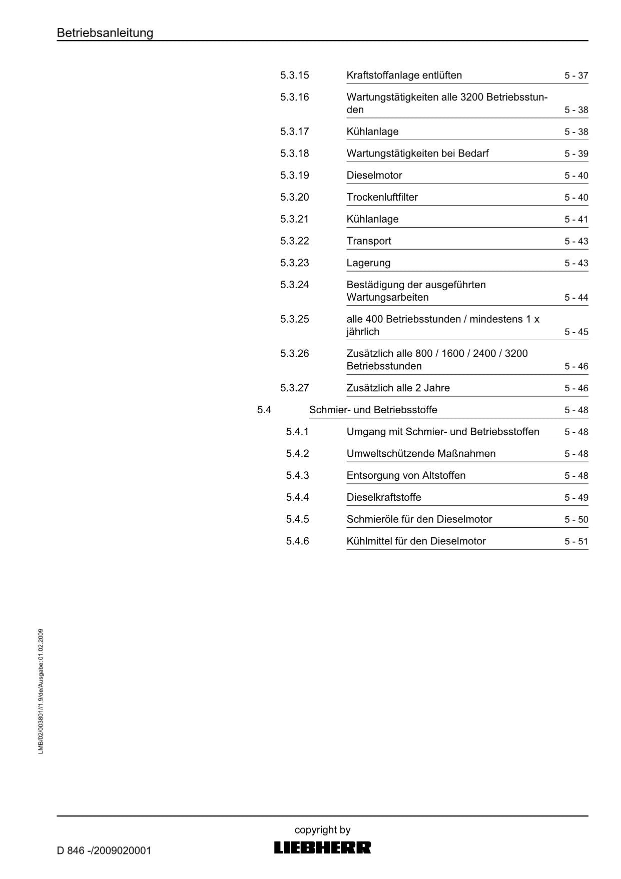 Manuel d'instructions du moteur diesel Liebherr D846