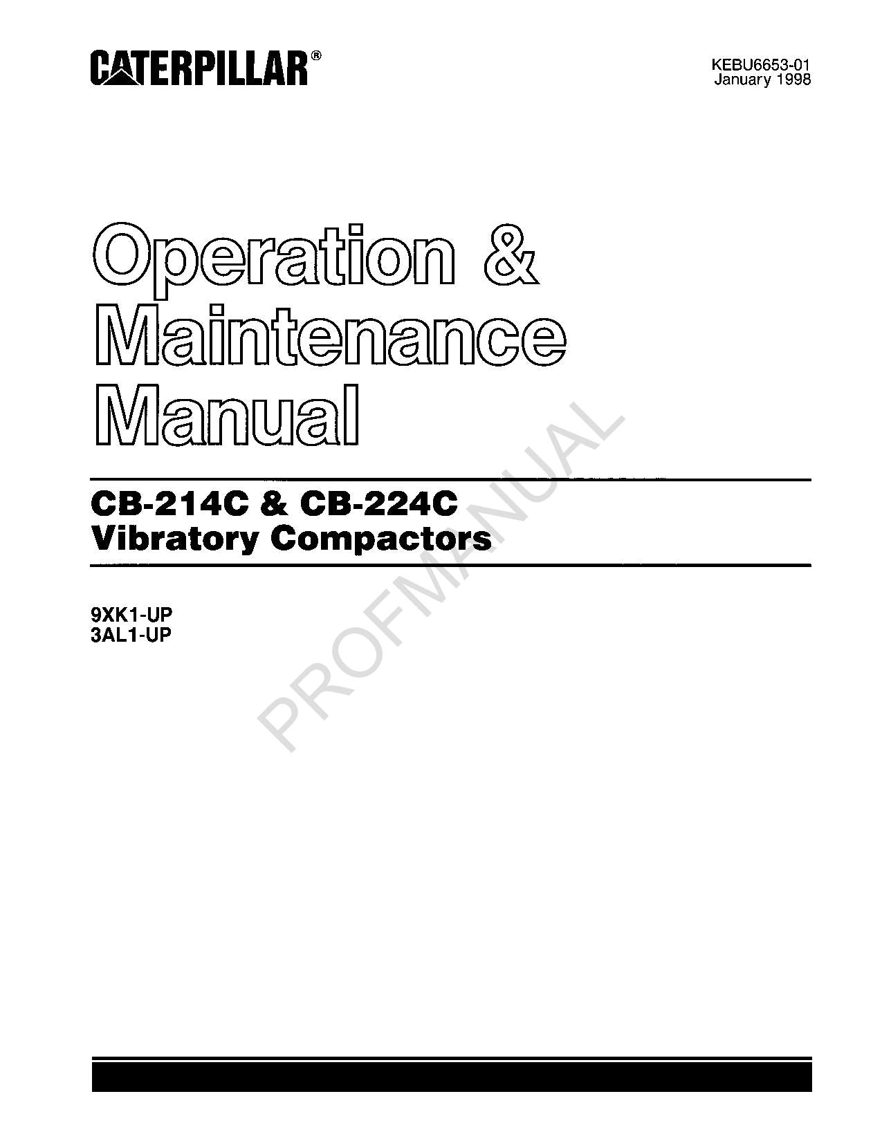 Manuel d'entretien du compacteur vibrant Caterpillar CB 214C CB 224C