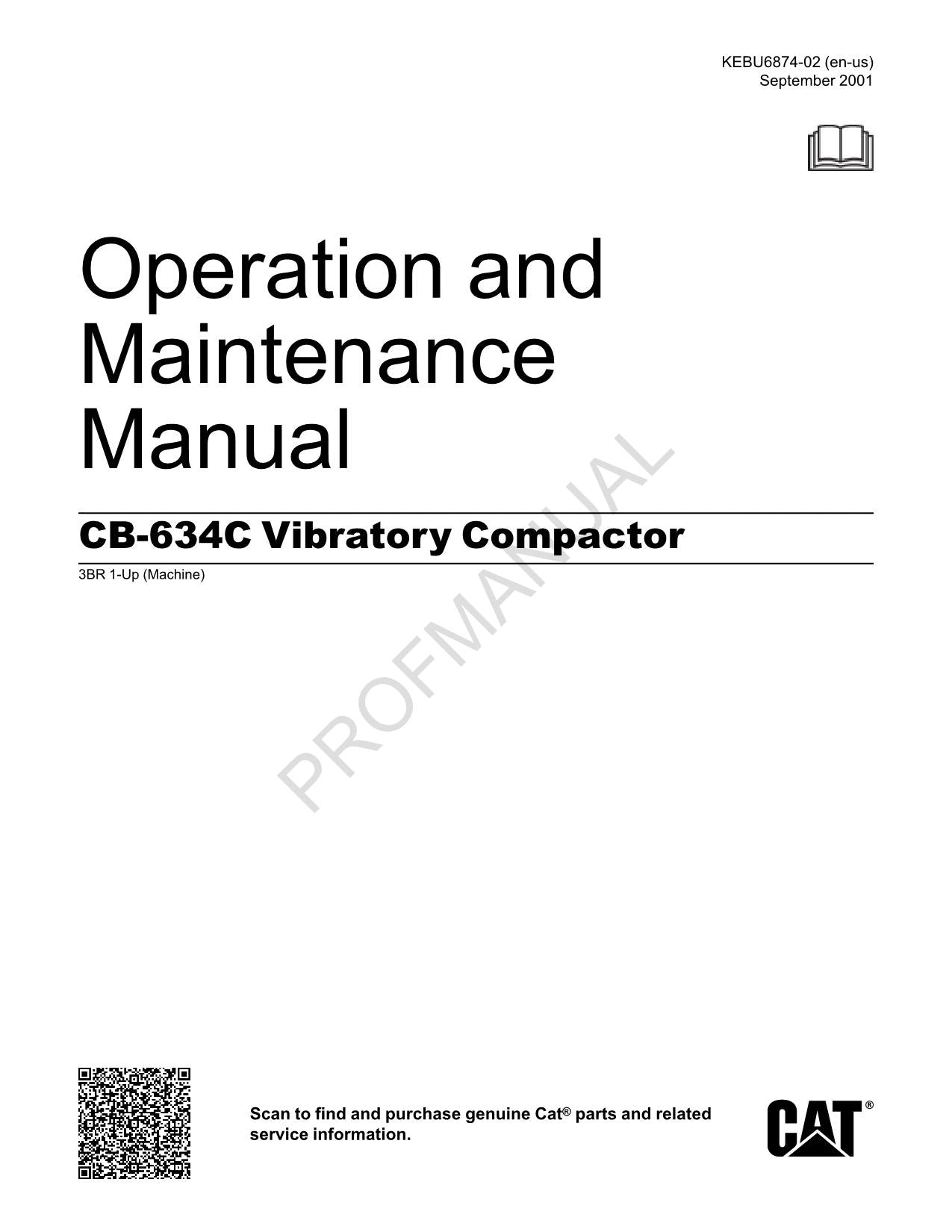 Caterpillar CB 634C Vibratory Compactor Operators Maintenance Manual