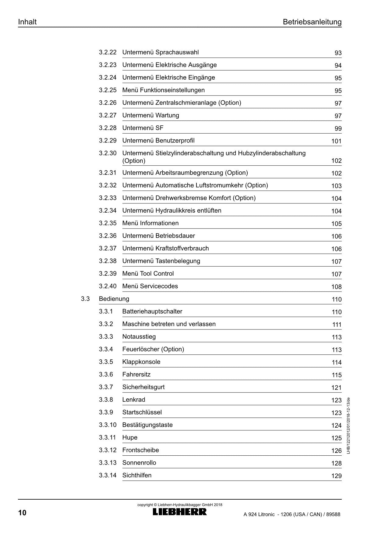 Liebherr A924 Litronic Mobilbagger Betriebsanleitung ser 89588 USA CAN