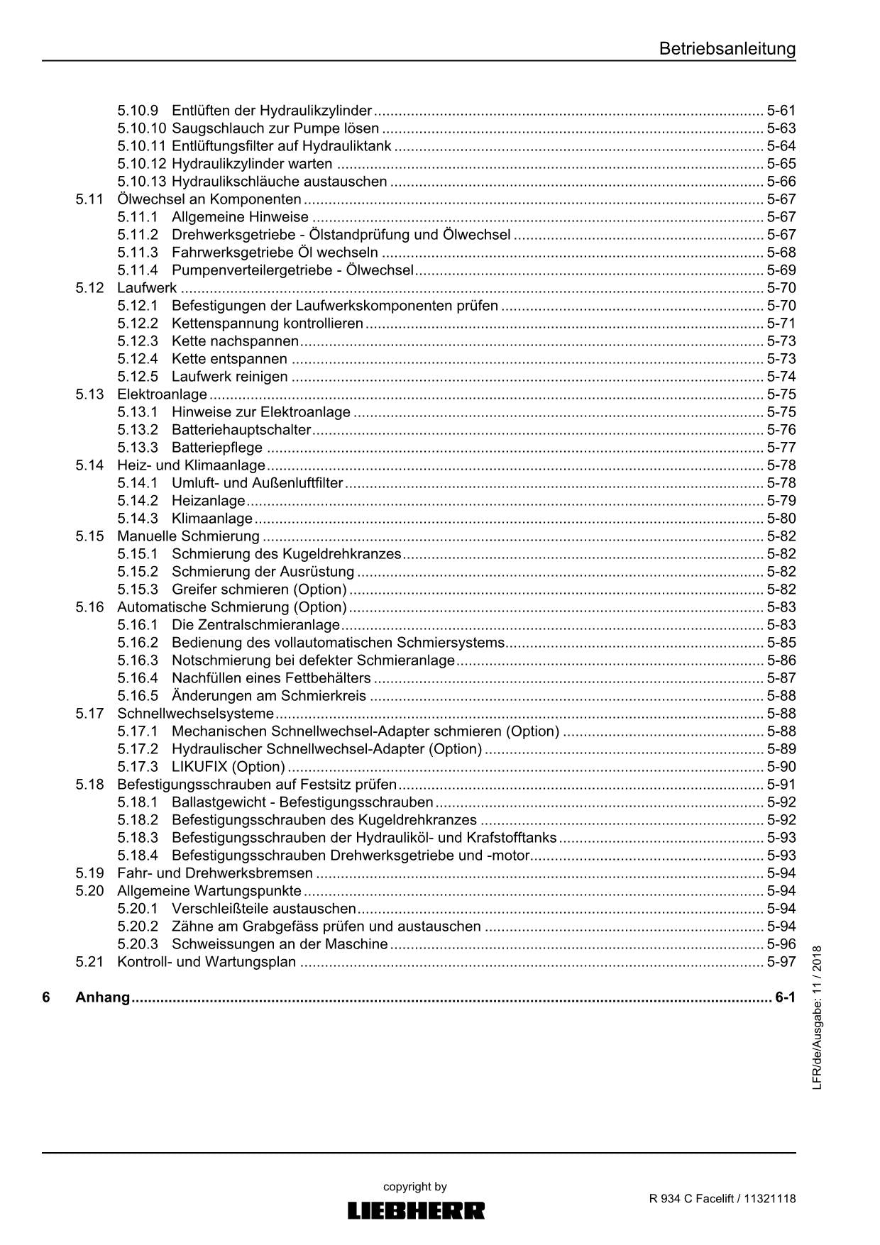 Liebherr R934 C Facelift Hydraulikbagger Betriebsanleitung
