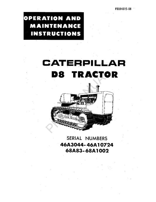 Manuel d'entretien du tracteur Caterpillar D8 FE034315