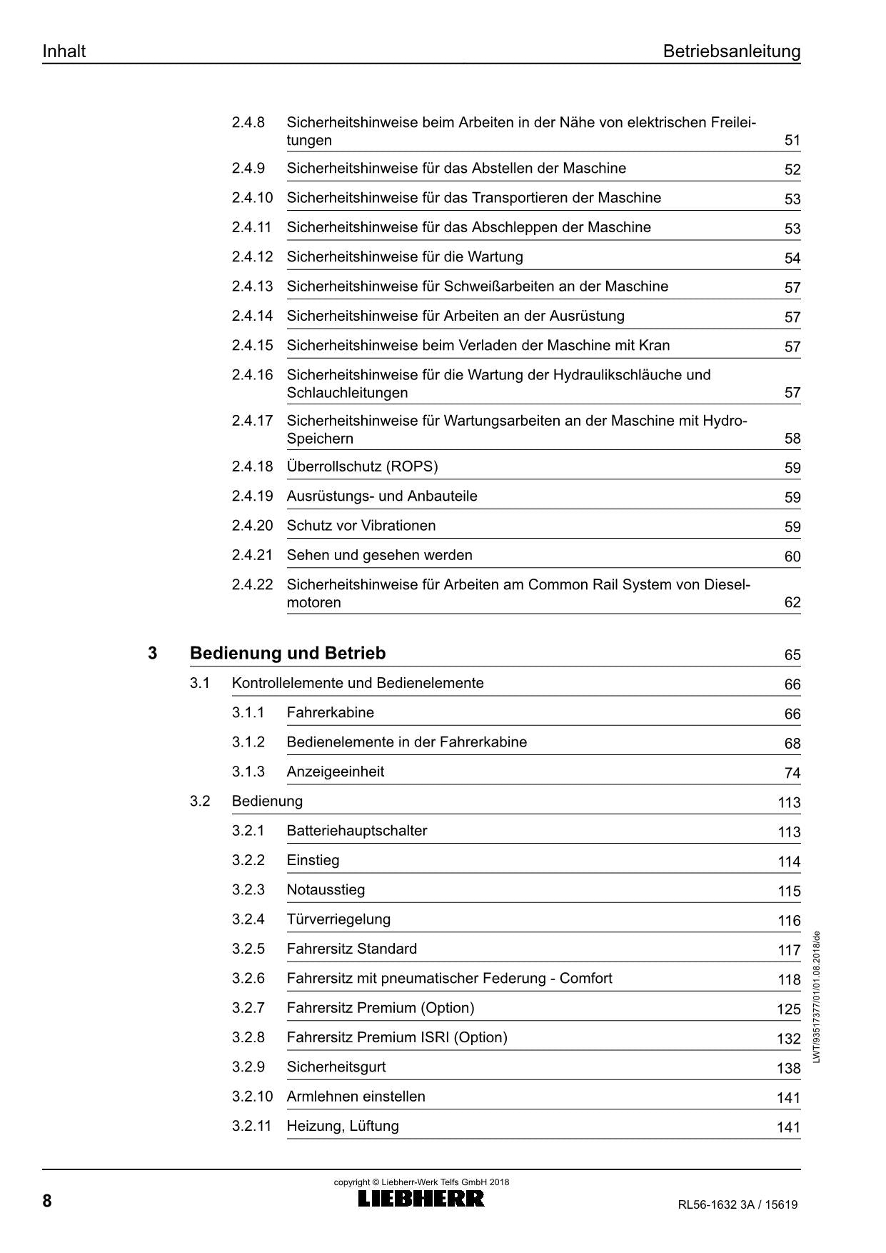 Liebherr RL56 3A Rohrleger Betriebsanleitung ser 15619