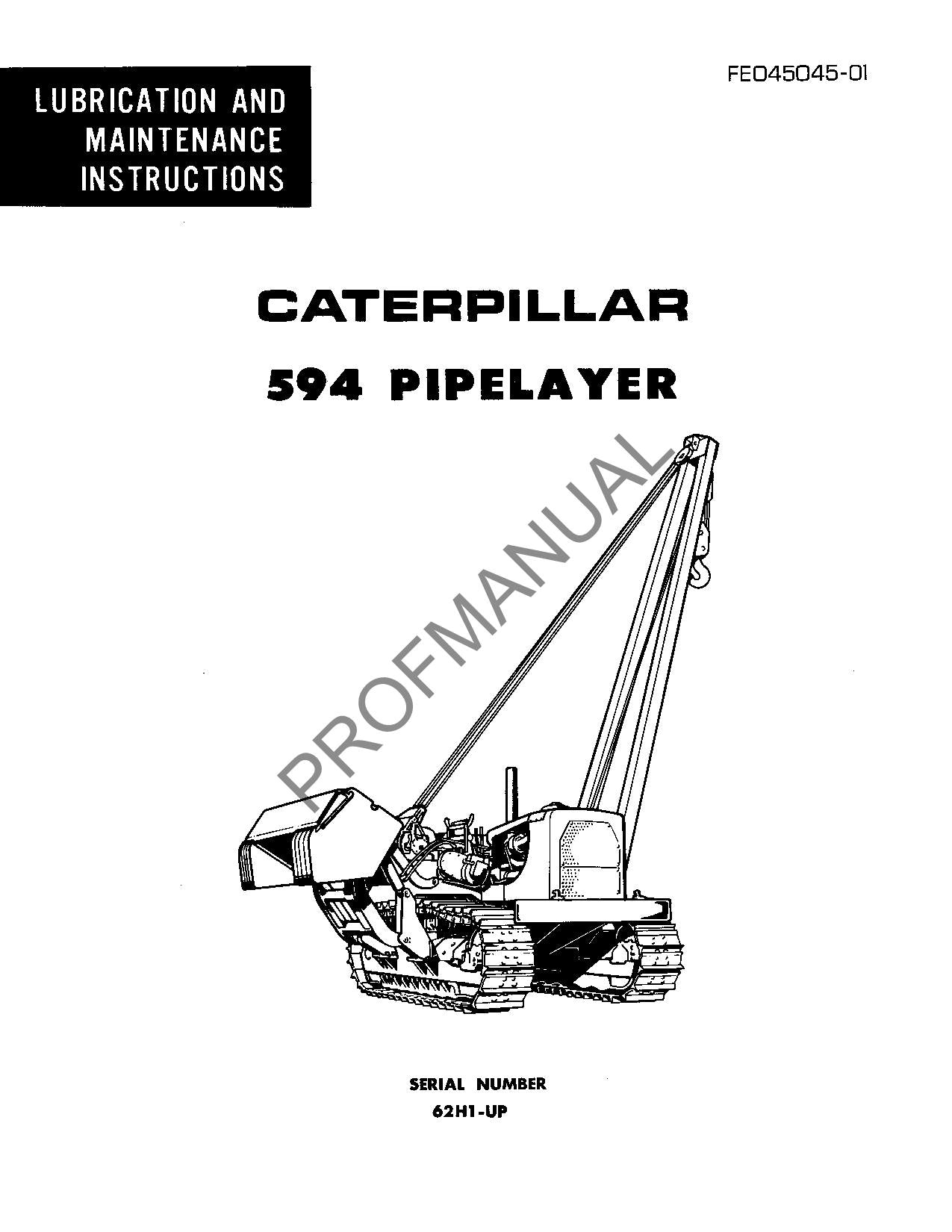 Caterpillar 594 Pipelayer Lube Bediener-Wartungshandbuch