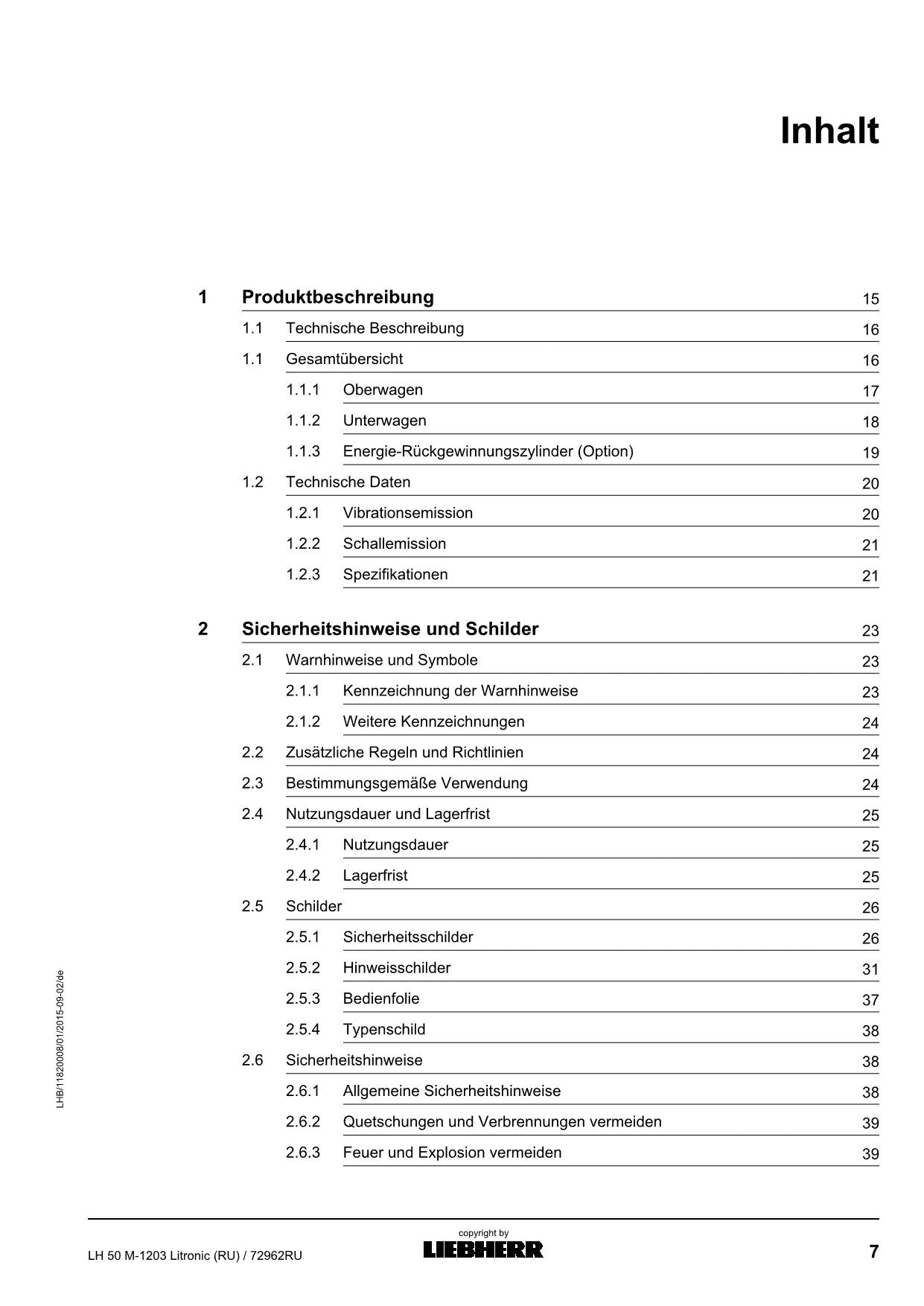 Liebherr LH50 M Litronic RU Materialumschlaggerät Betriebsanleitung