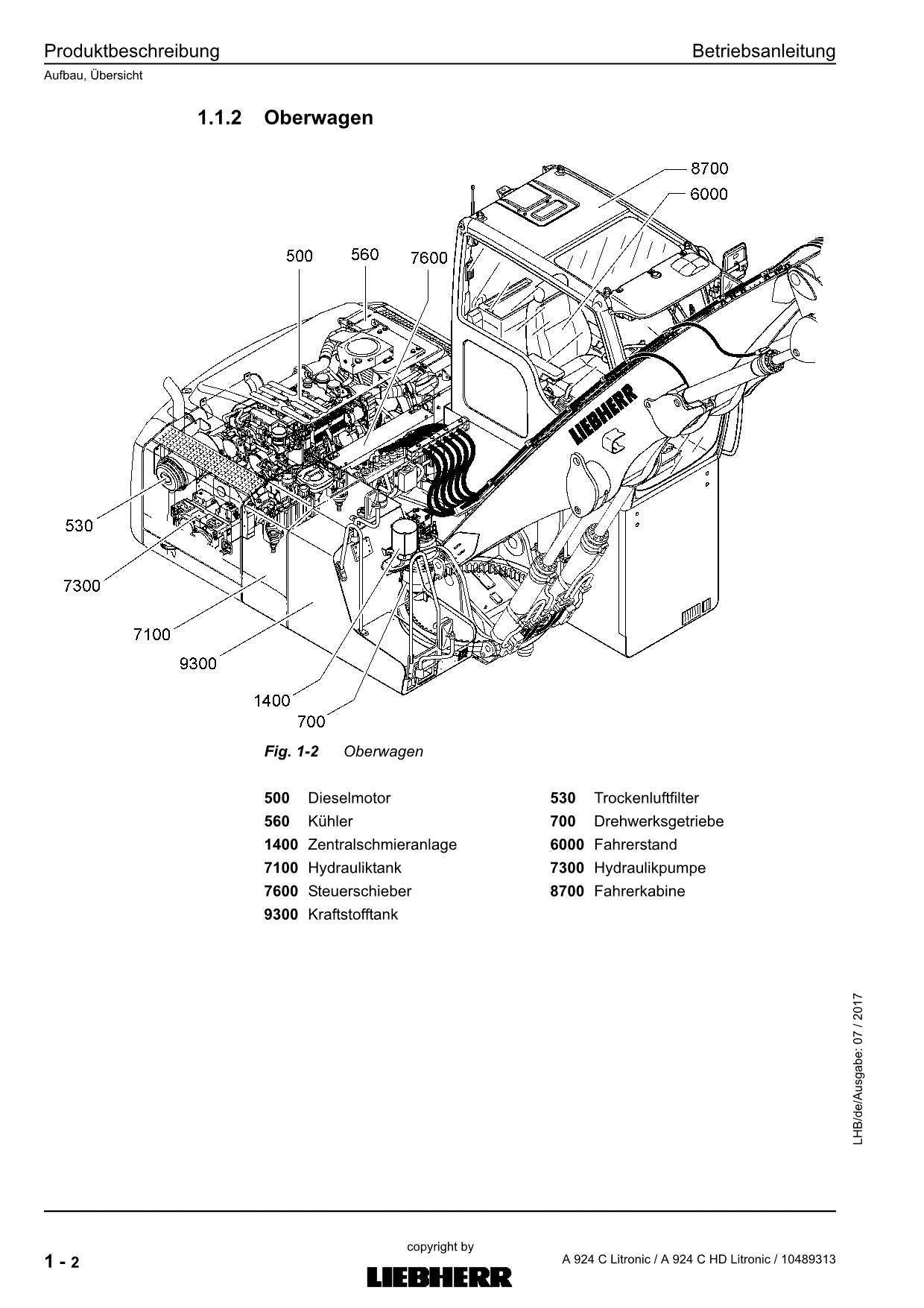 Liebherr A924 C A924 C HD Litronic Umschlaggerät Betriebsanleitung 42308