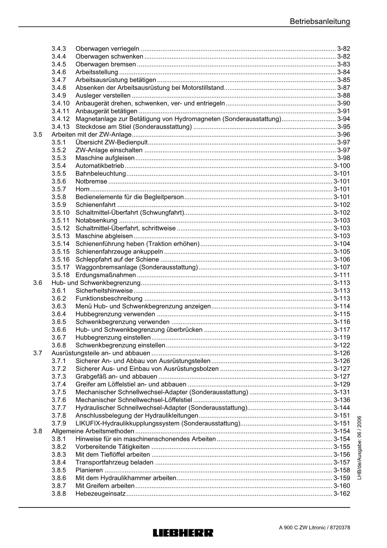 Liebherr A900 C ZW Litronic 729 730 931 Hydraulikbagger Betriebsanleitung