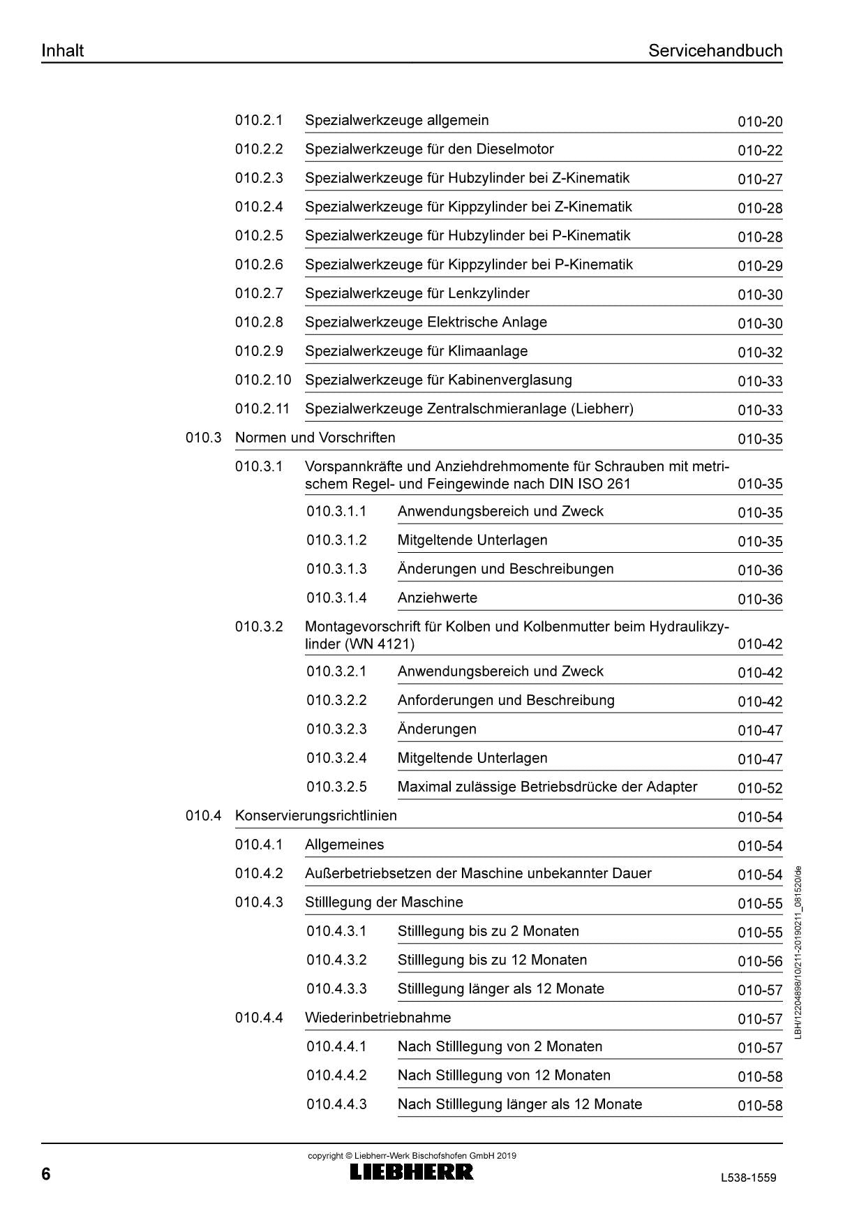 Liebherr L538 1559 Radlader Reparaturhandbuch Werkstatthandbuch